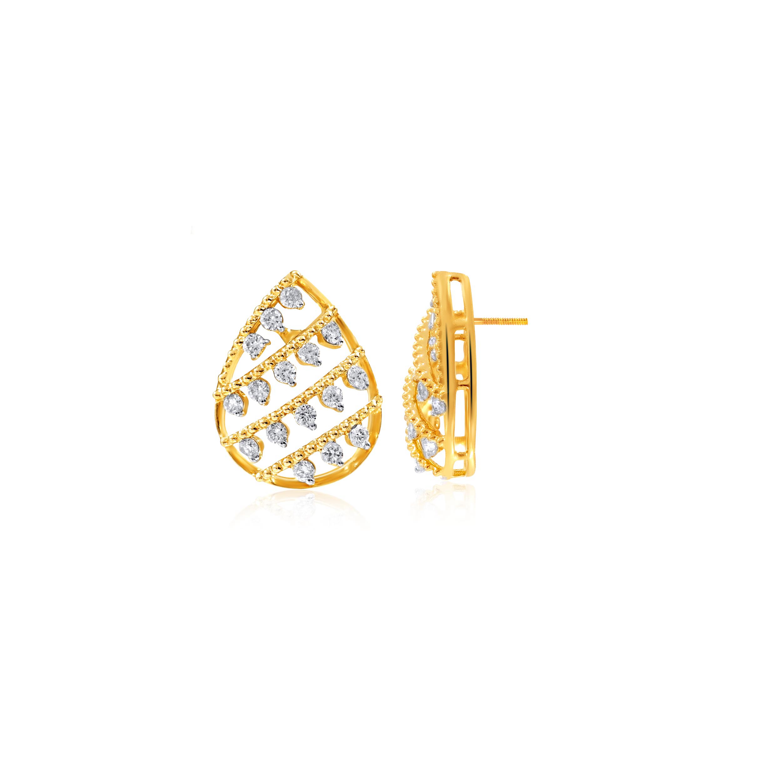 Shimmery Droplet Diamond Studs - Senco Gold and Diamonds
