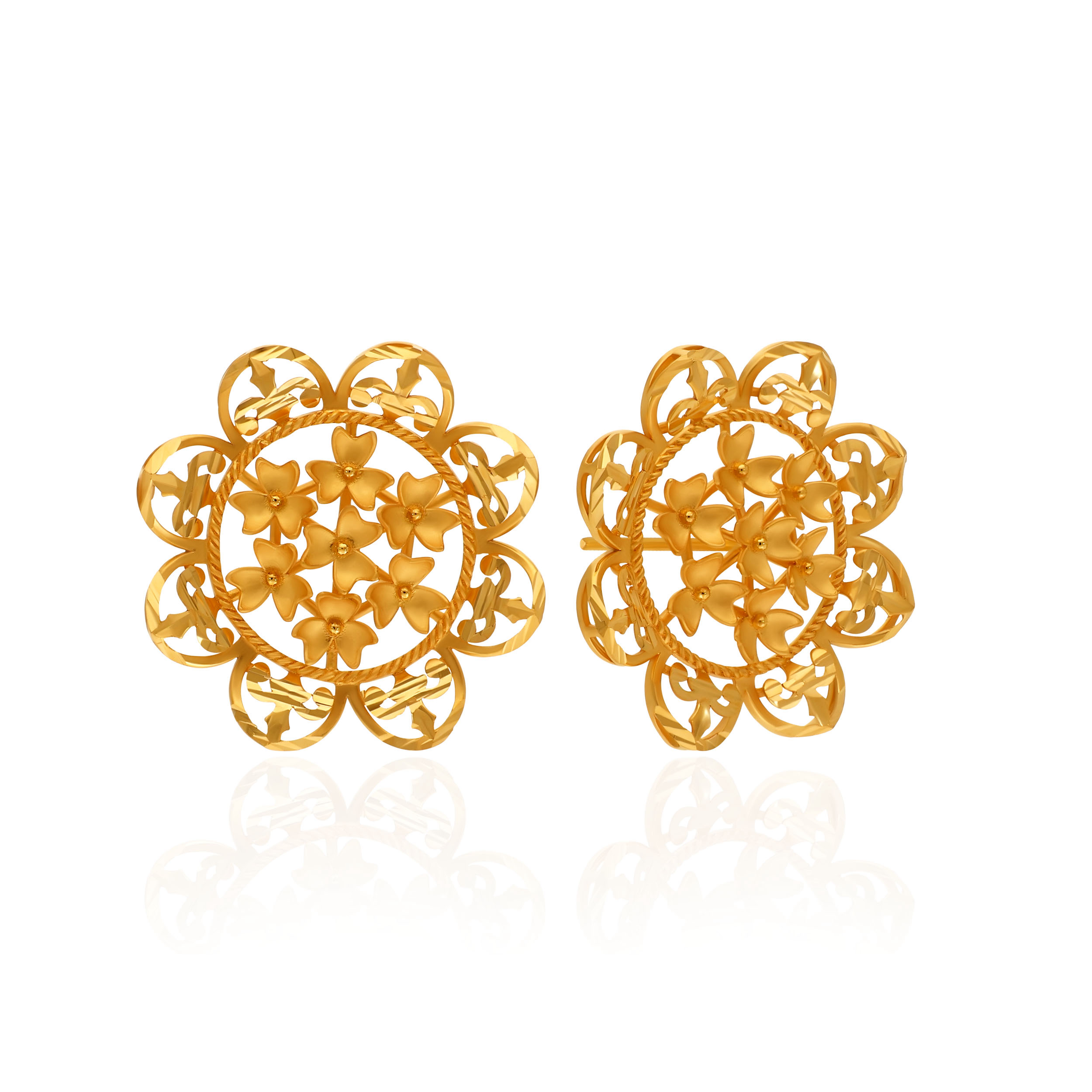 Blossom Aura Gold Studs - Senco Gold and Diamonds