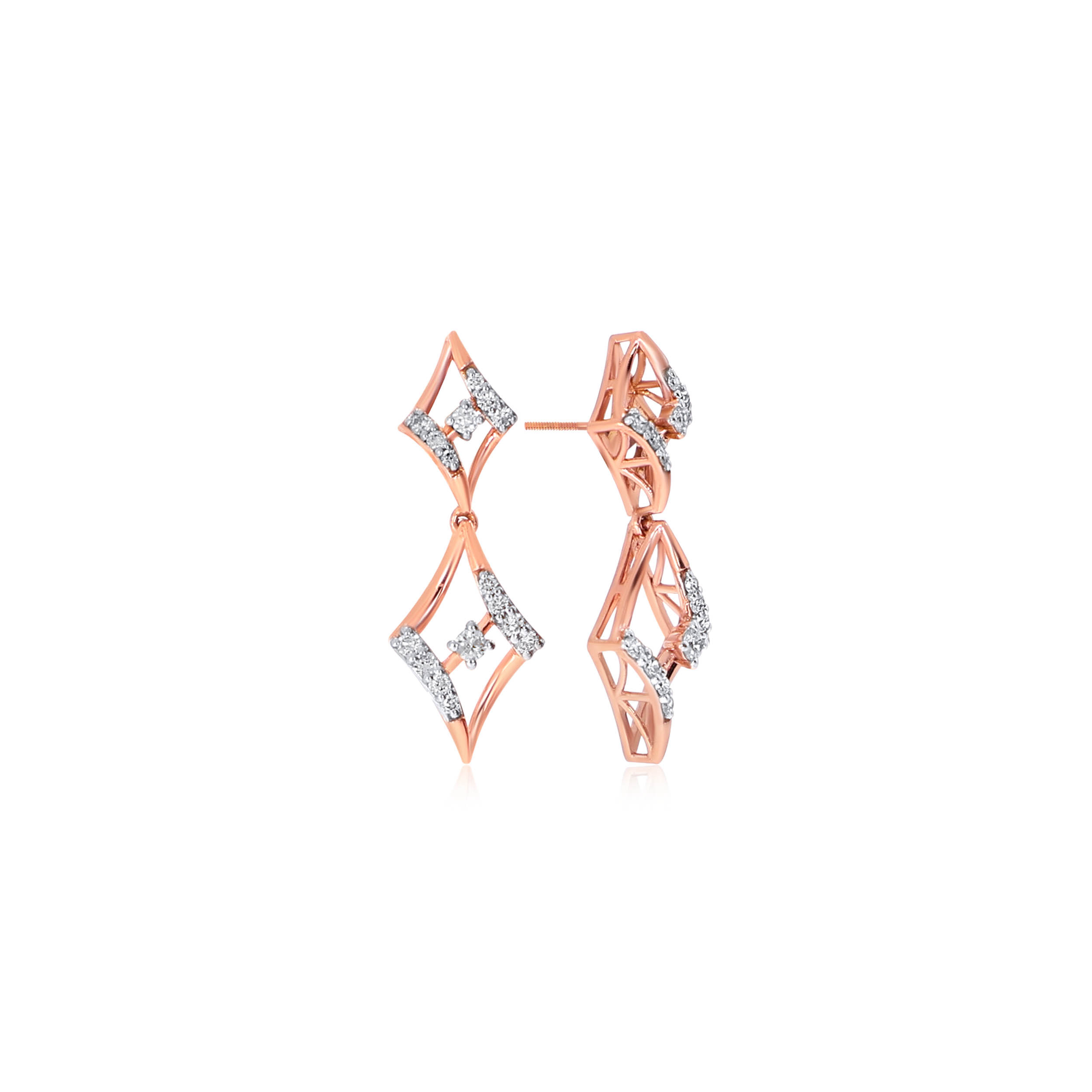 Artsy Rhombus Diamond Drop Earrings - Senco Gold and Diamonds