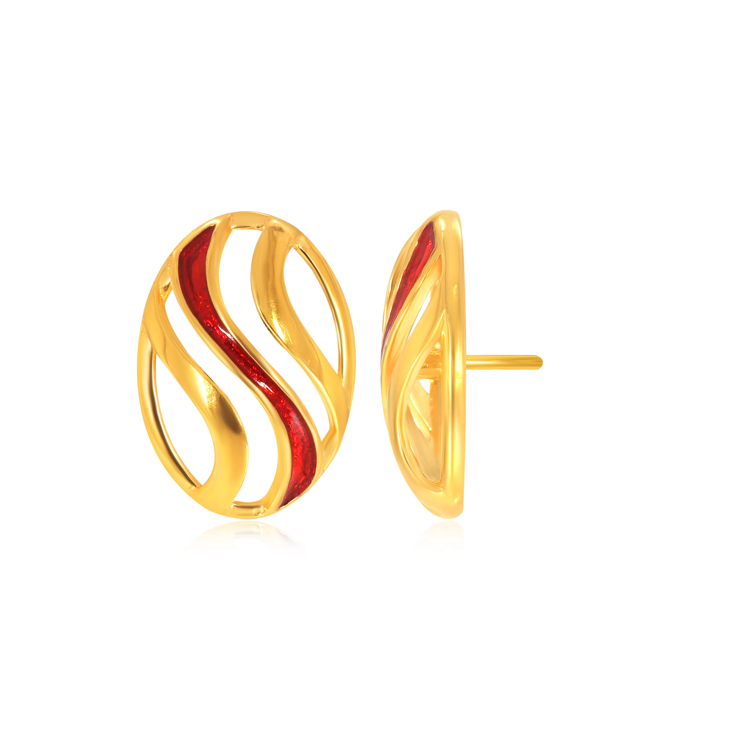 Wavy Hermosa Gold Studs - Senco Gold and Diamonds