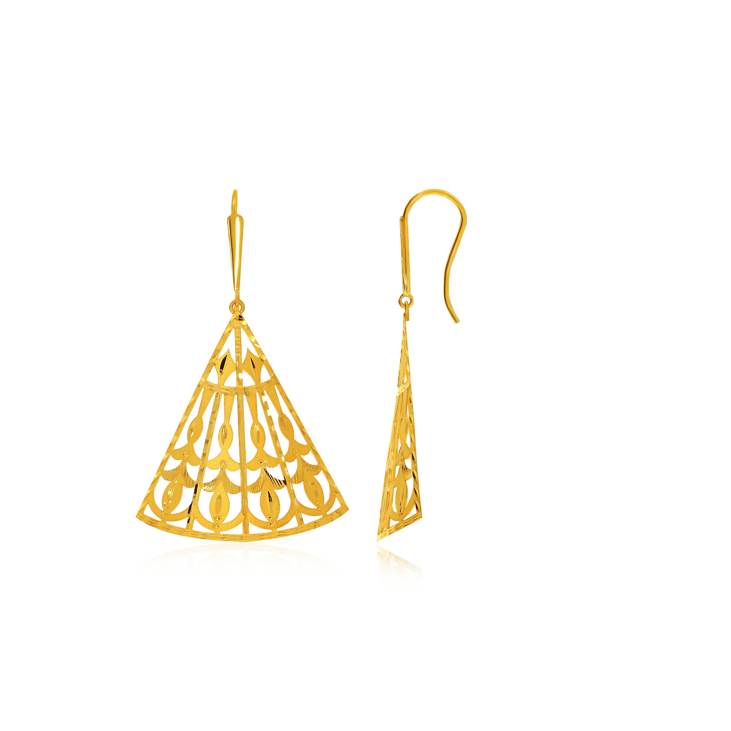 Beauteous Flare Gold Hook Earrings - Senco Gold and Diamonds