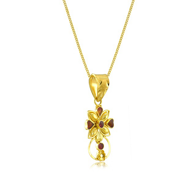Floral Artwork Gold Pendant - Senco Gold and Diamonds