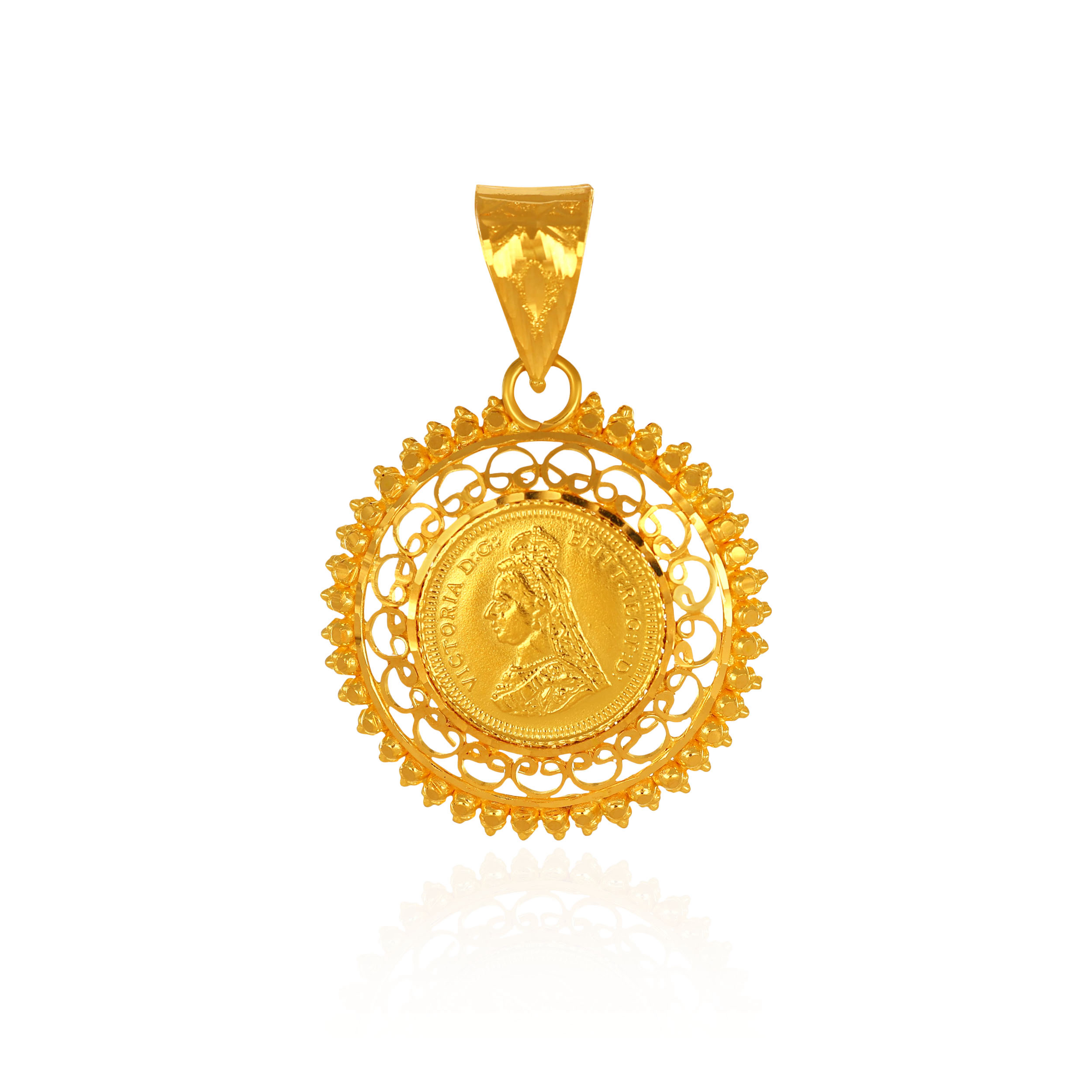Vintage Royal Coin Gold Pendant - Senco Gold and Diamonds