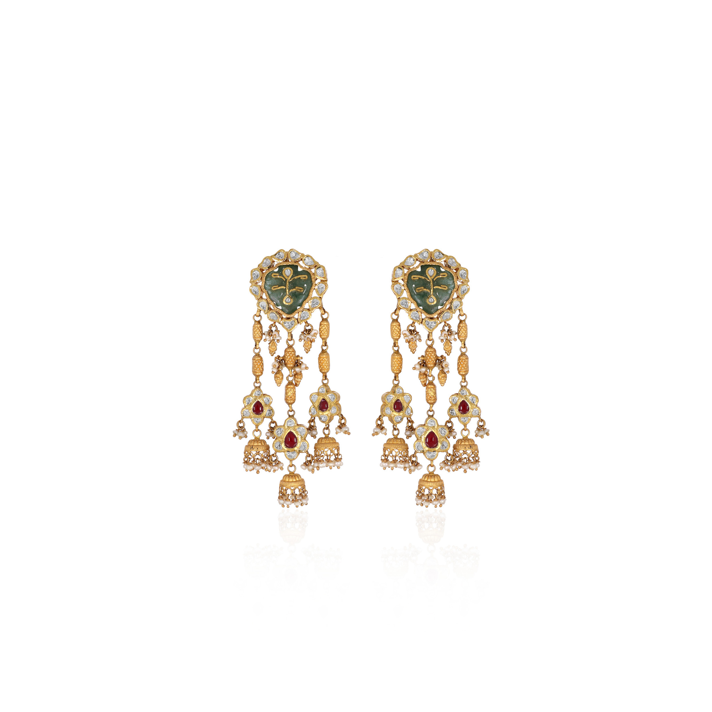 Blissful Nature Gold Kundan Danglers - Senco Gold and Diamonds