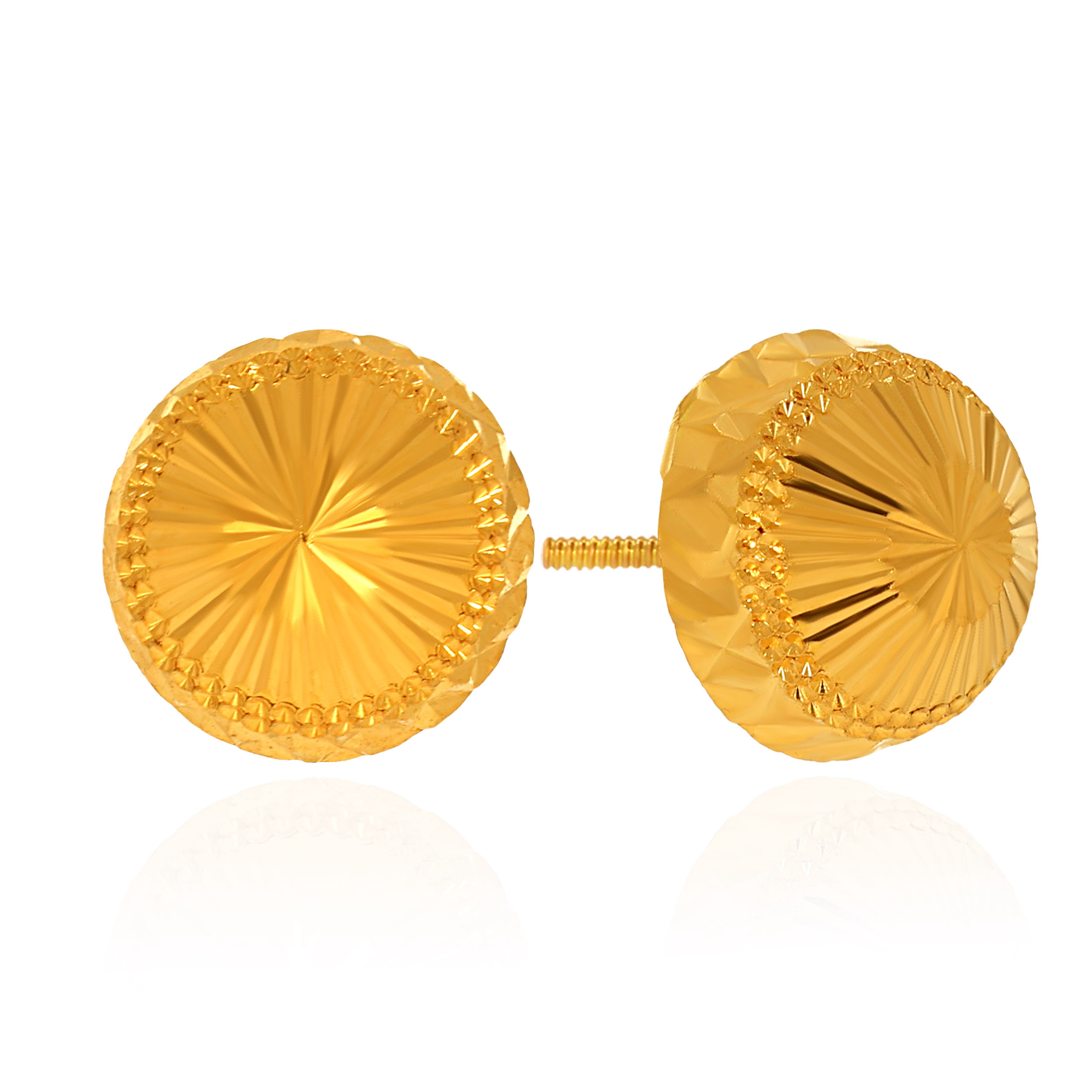 Radiant Button Gold Studs - Senco Gold and Diamonds