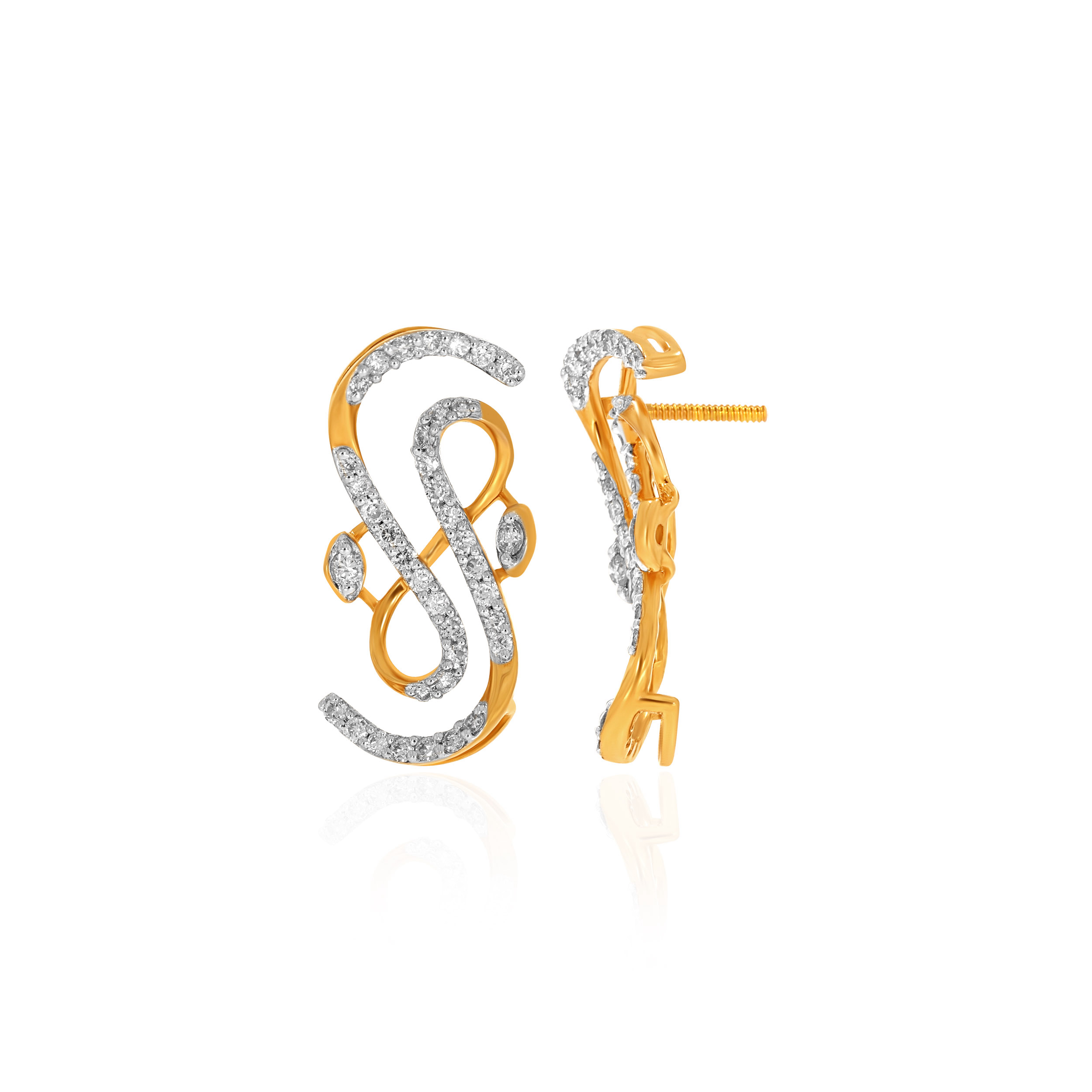 Swirling Sparkle Diamond Earrings - Senco Gold and Diamonds