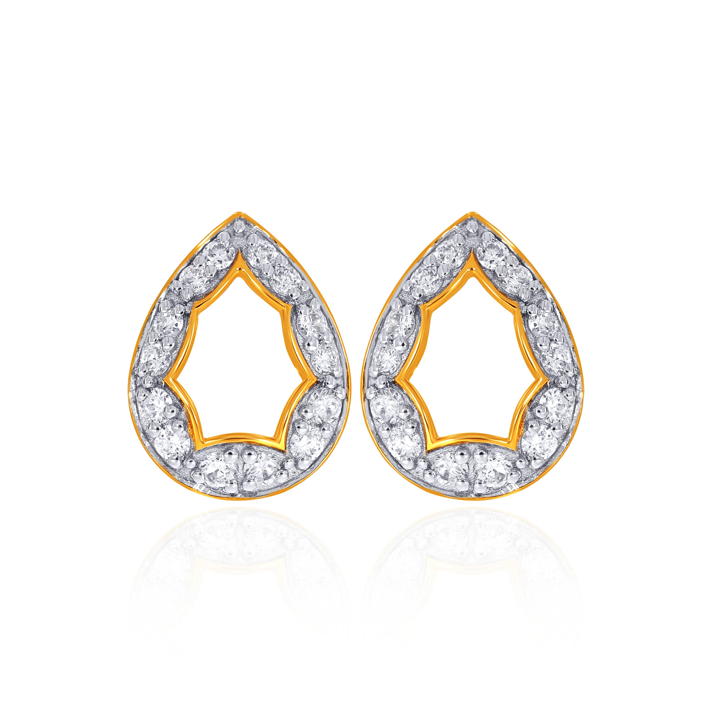 Halo-Set Pear Diamond Studs  - Senco Gold and Diamonds