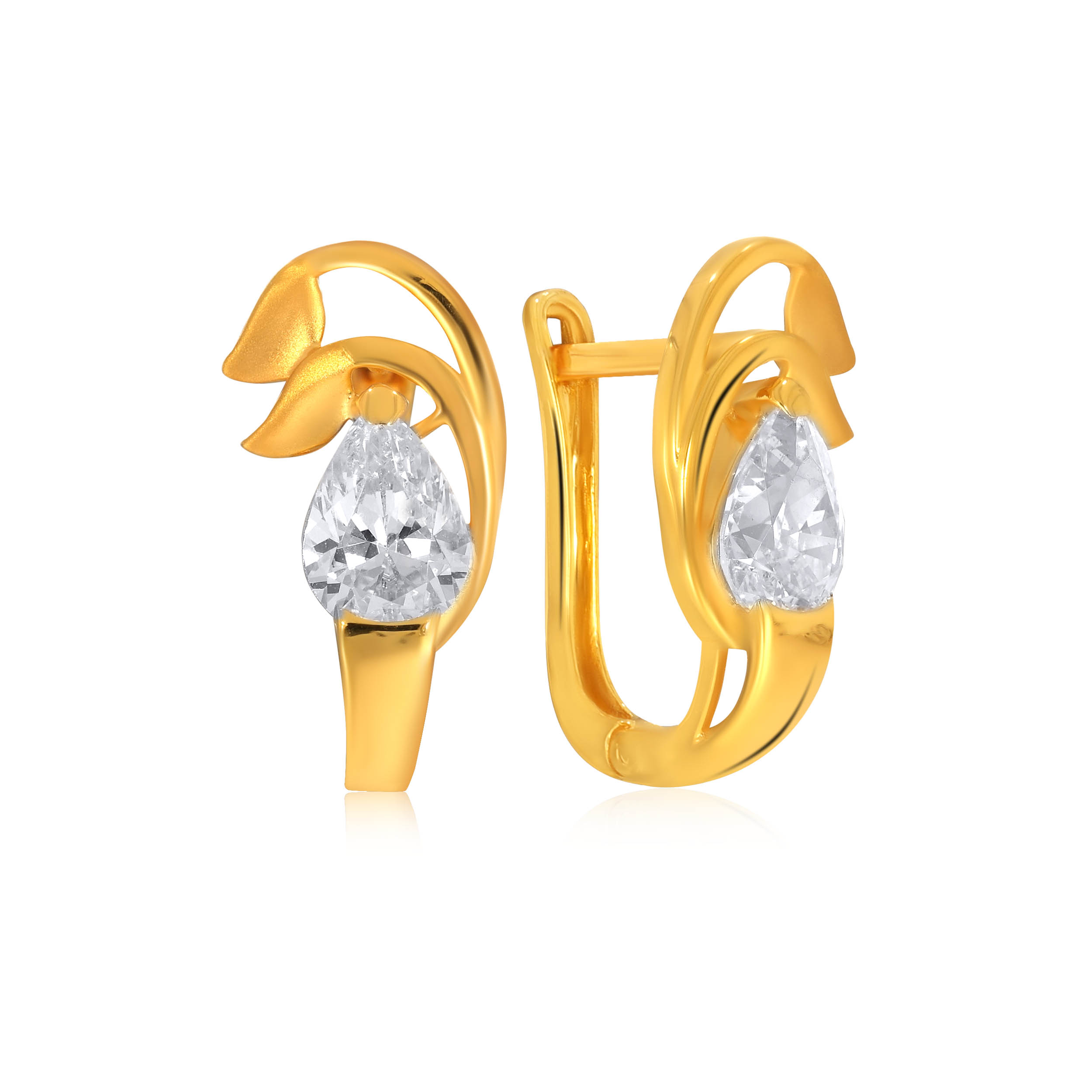 Dreamy Lotus Gold Hoop Earrings - Senco Gold and Diamonds