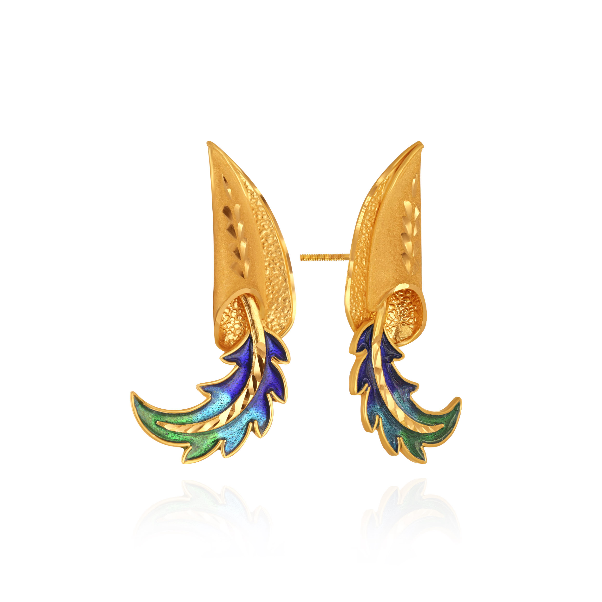 Elysian Plume Gold Studs - Senco Gold and Diamonds
