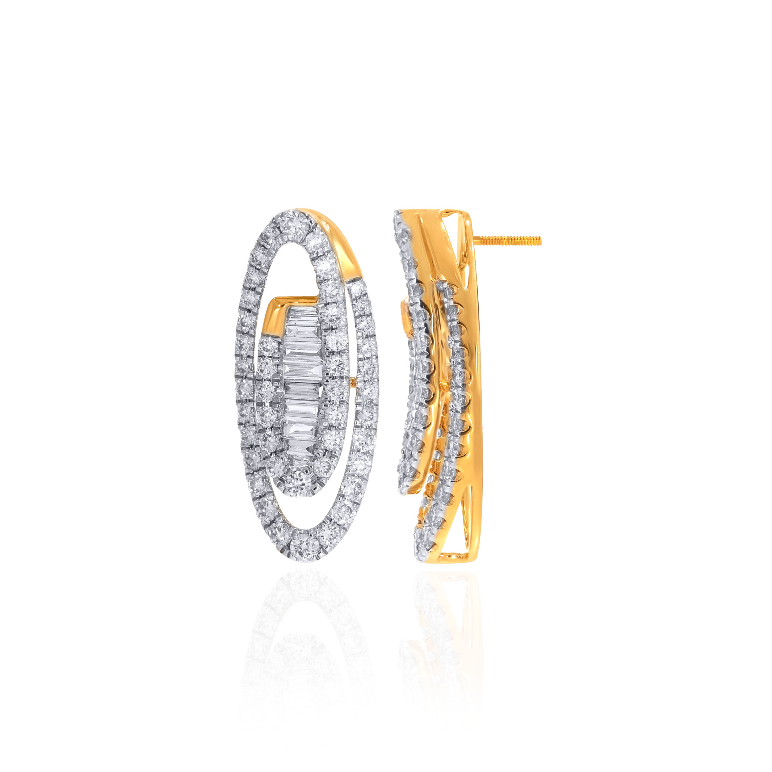 Layered Loop Oval Diamond Studs - Senco Gold and Diamonds