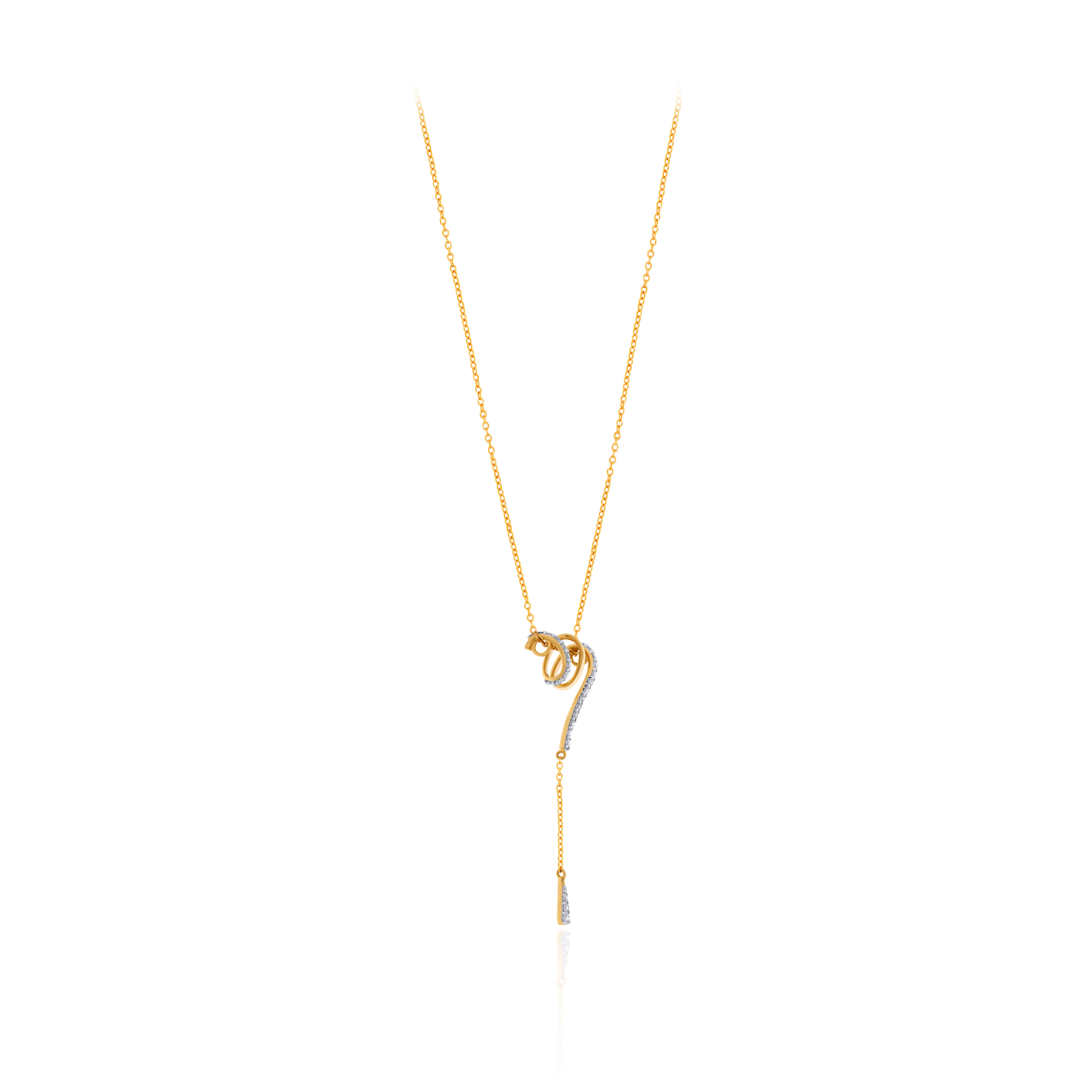 Overlapping Ribbon Diamond Chain Pendant - Senco Gold and Diamonds