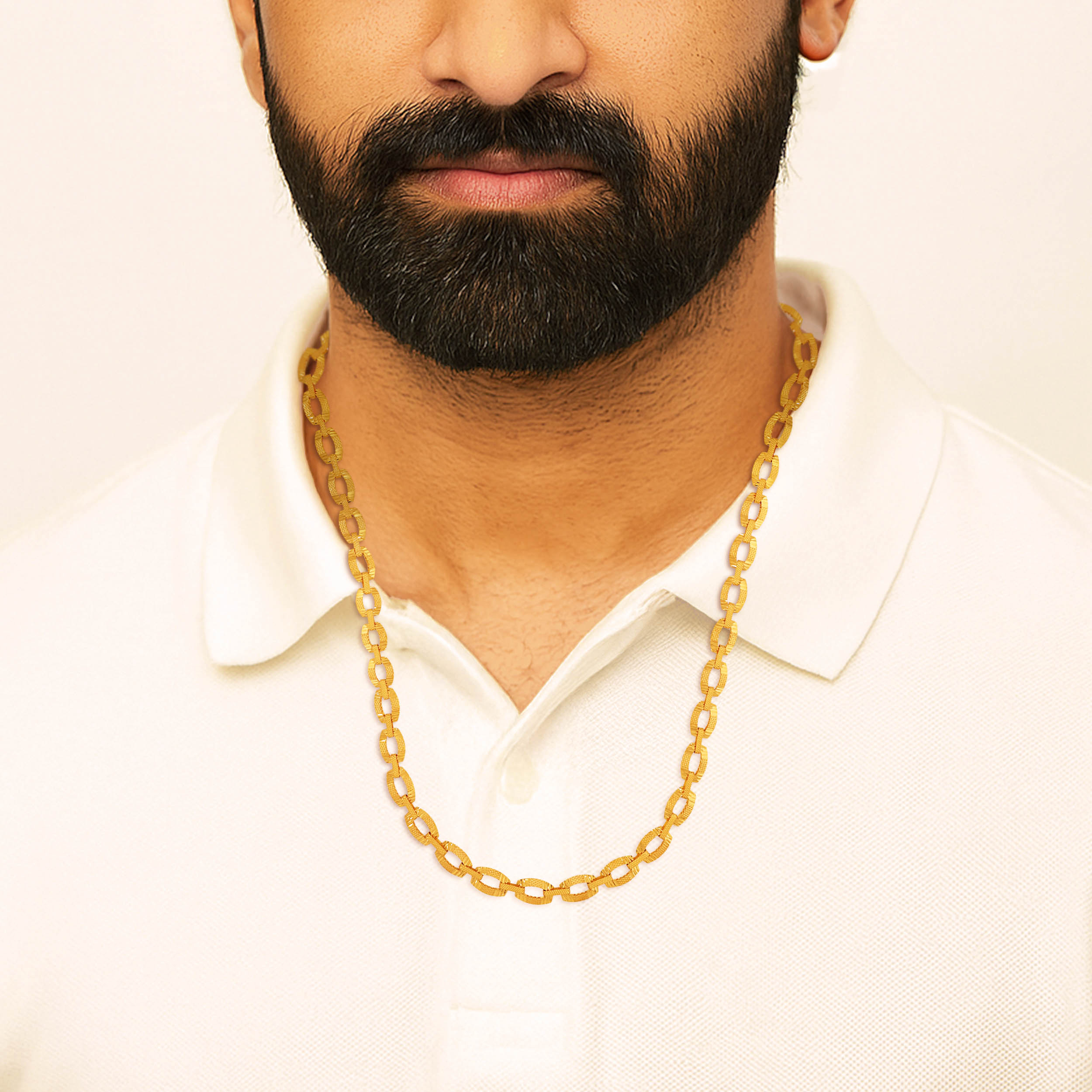 Textured Link Men’s Gold Chain - Senco Gold and Diamonds