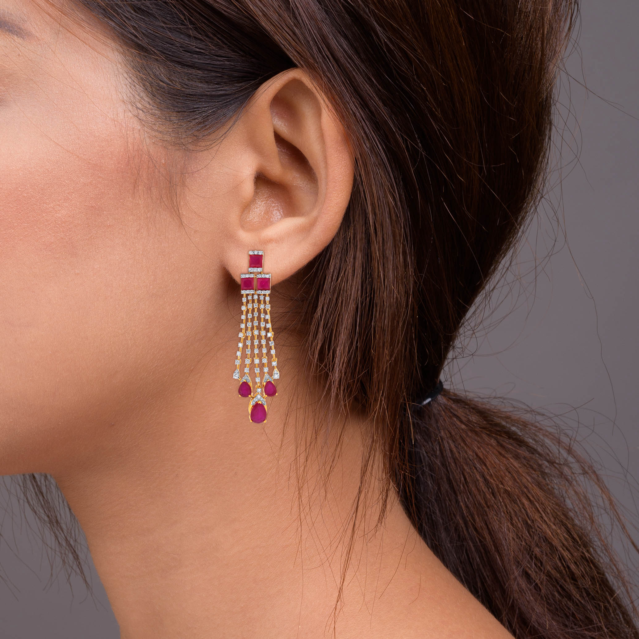 Rosy Waterfall Diamond Earrings - Senco Gold and Diamonds
