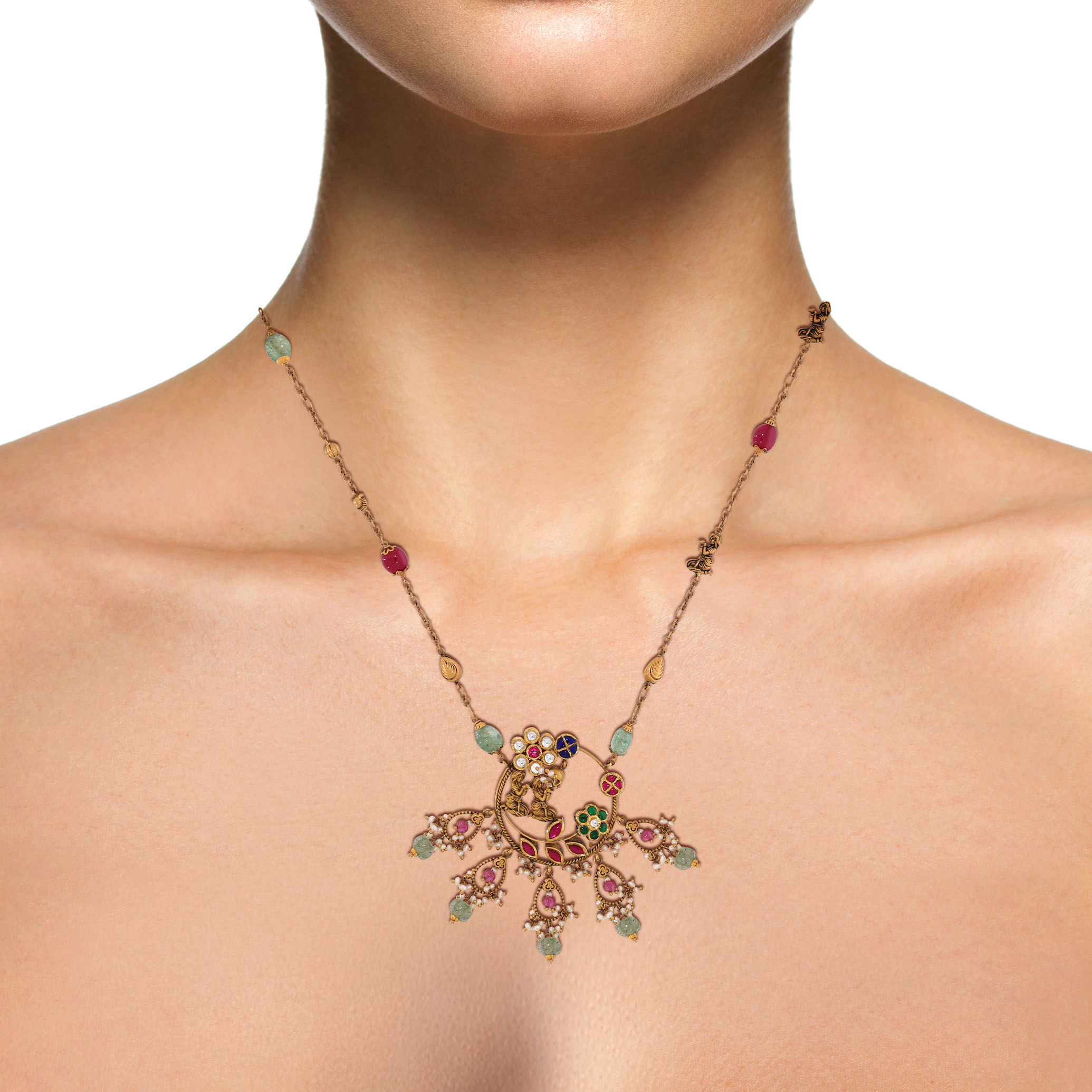 22K Yellow Gold Kundan Necklace-GN-D000782874 - Senco Gold and Diamonds