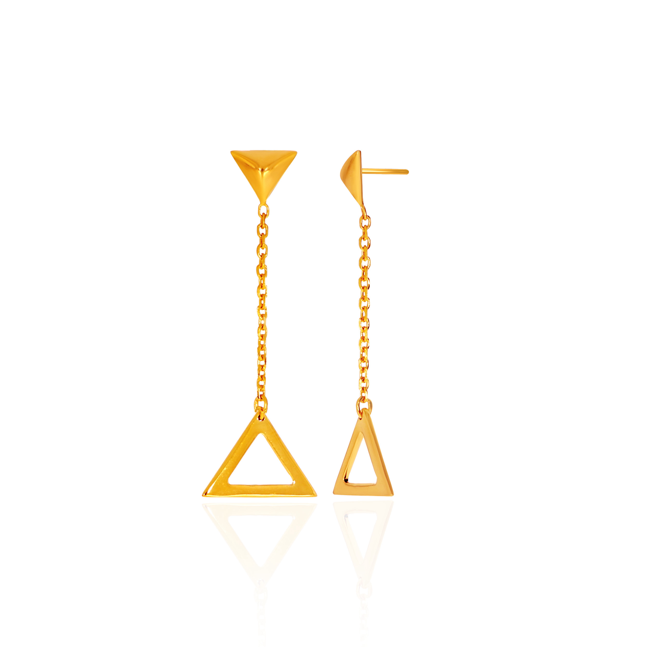 Linear Grace Gold Drop Earrings - Senco Gold and Diamonds