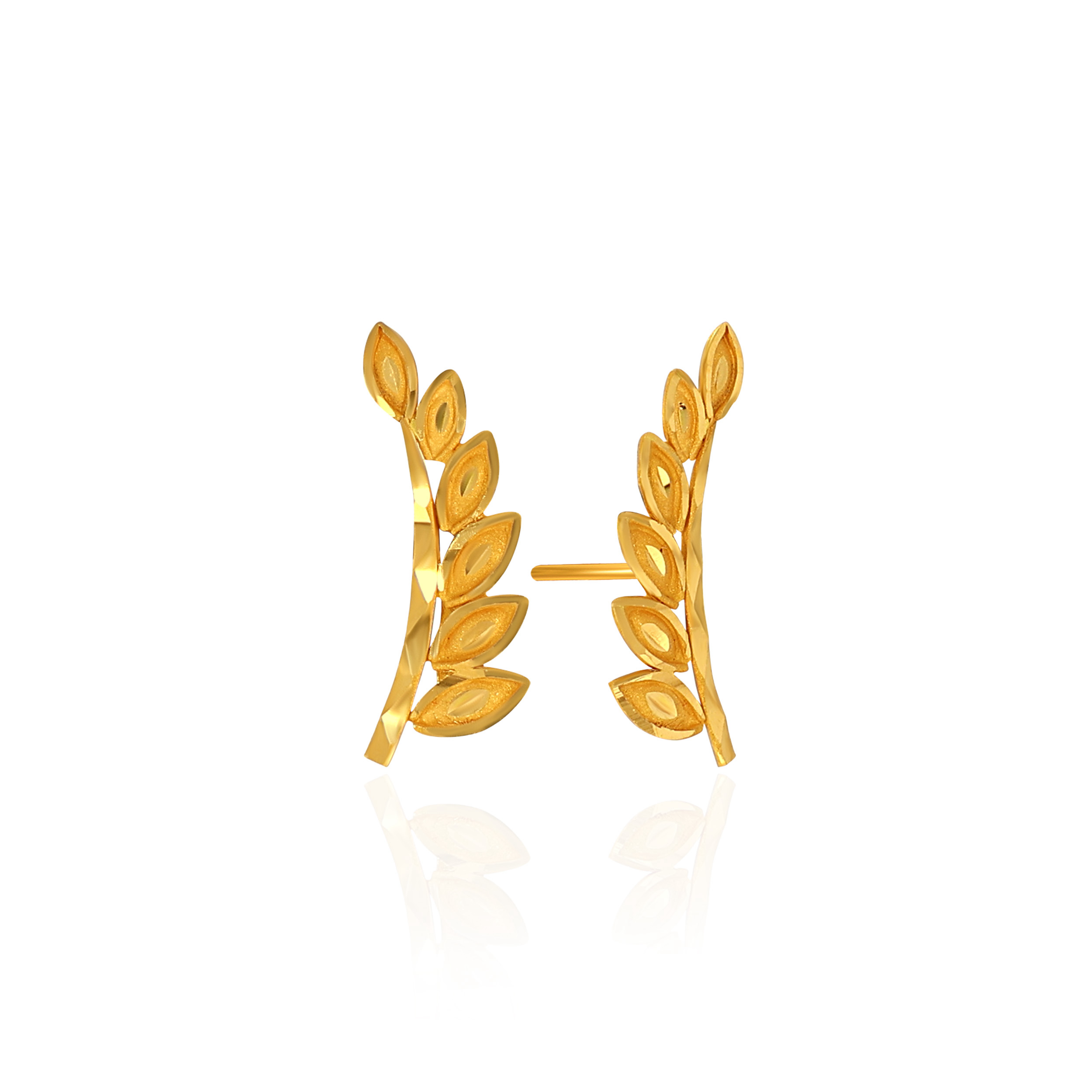 Botanical Leaf Gold Studs - Senco Gold and Diamonds