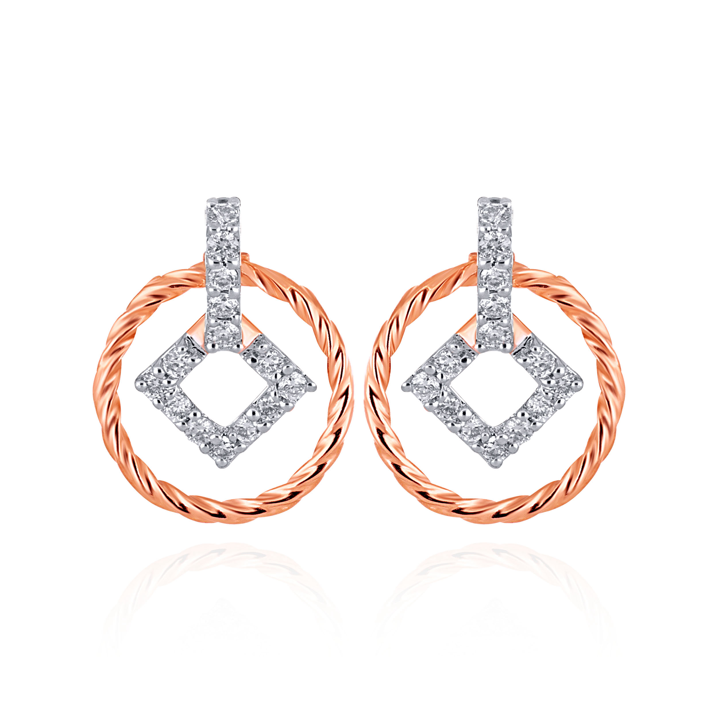 Rose Twirl Diamond Earrings - Senco Gold and Diamonds