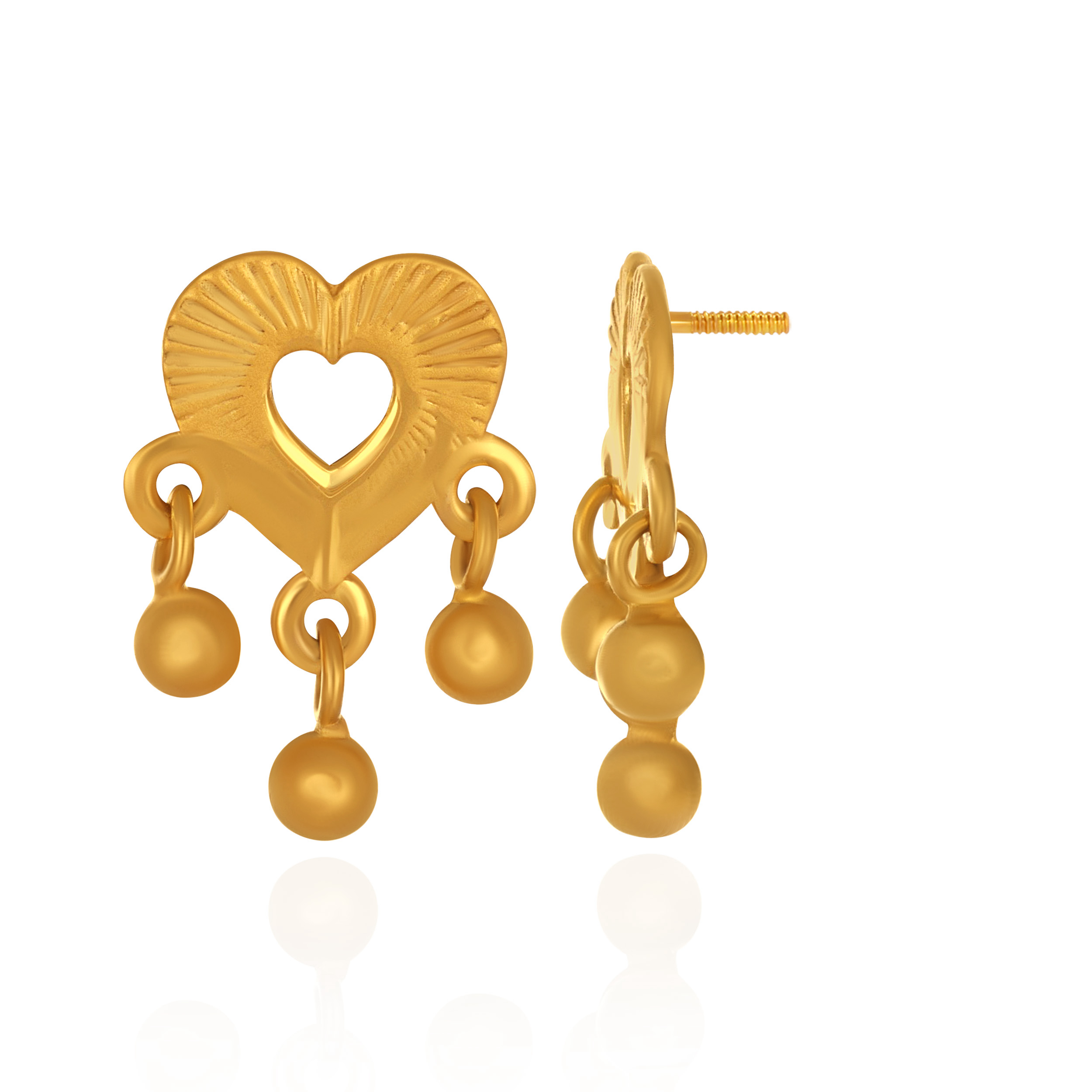 Sweet Heart Gold Drop Earrings - Senco Gold and Diamonds