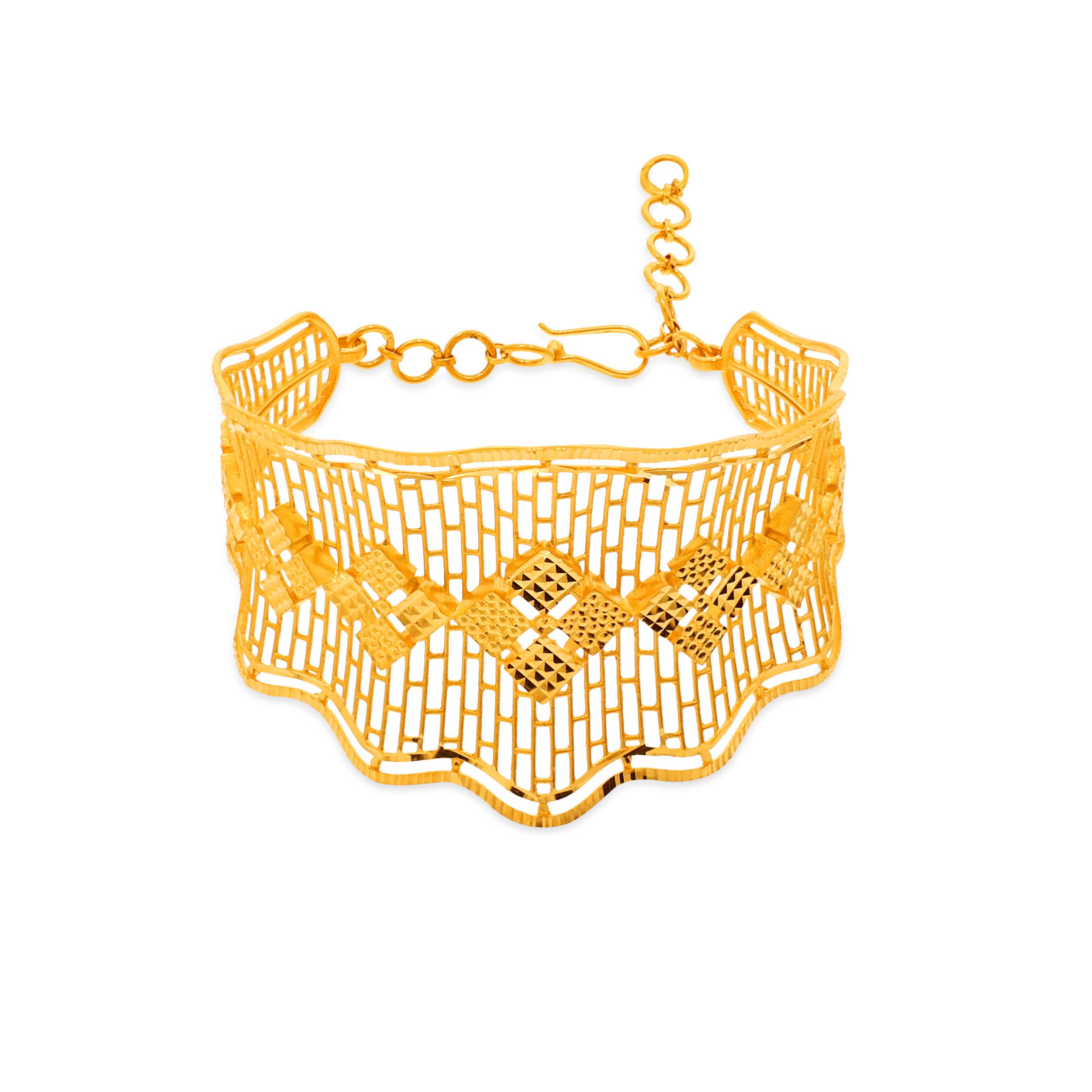 Geometric Impression Gold Bracelet - Senco Gold and Diamonds