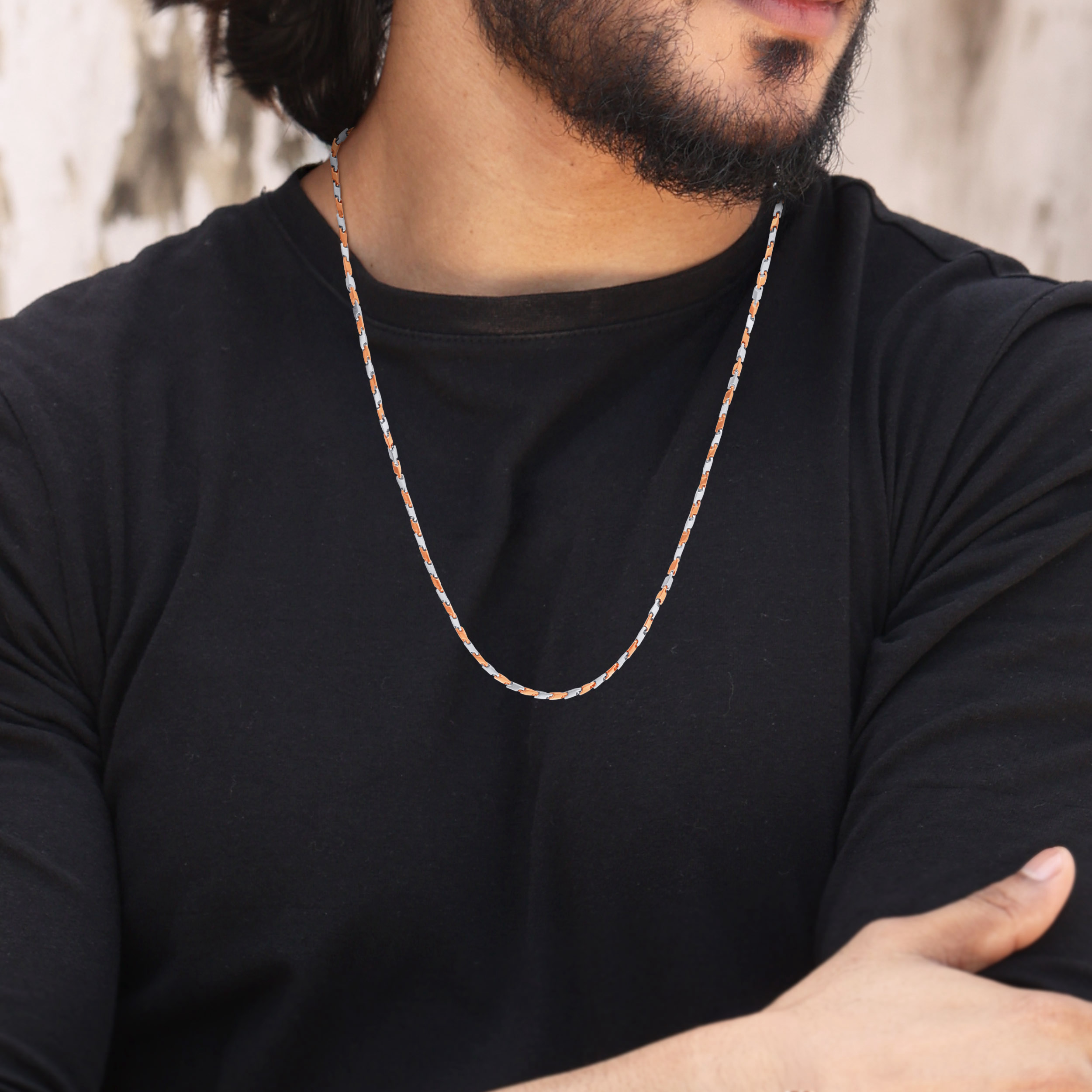 Luminous Duality Men's Platinum Gold Chain - Senco Gold and Diamonds