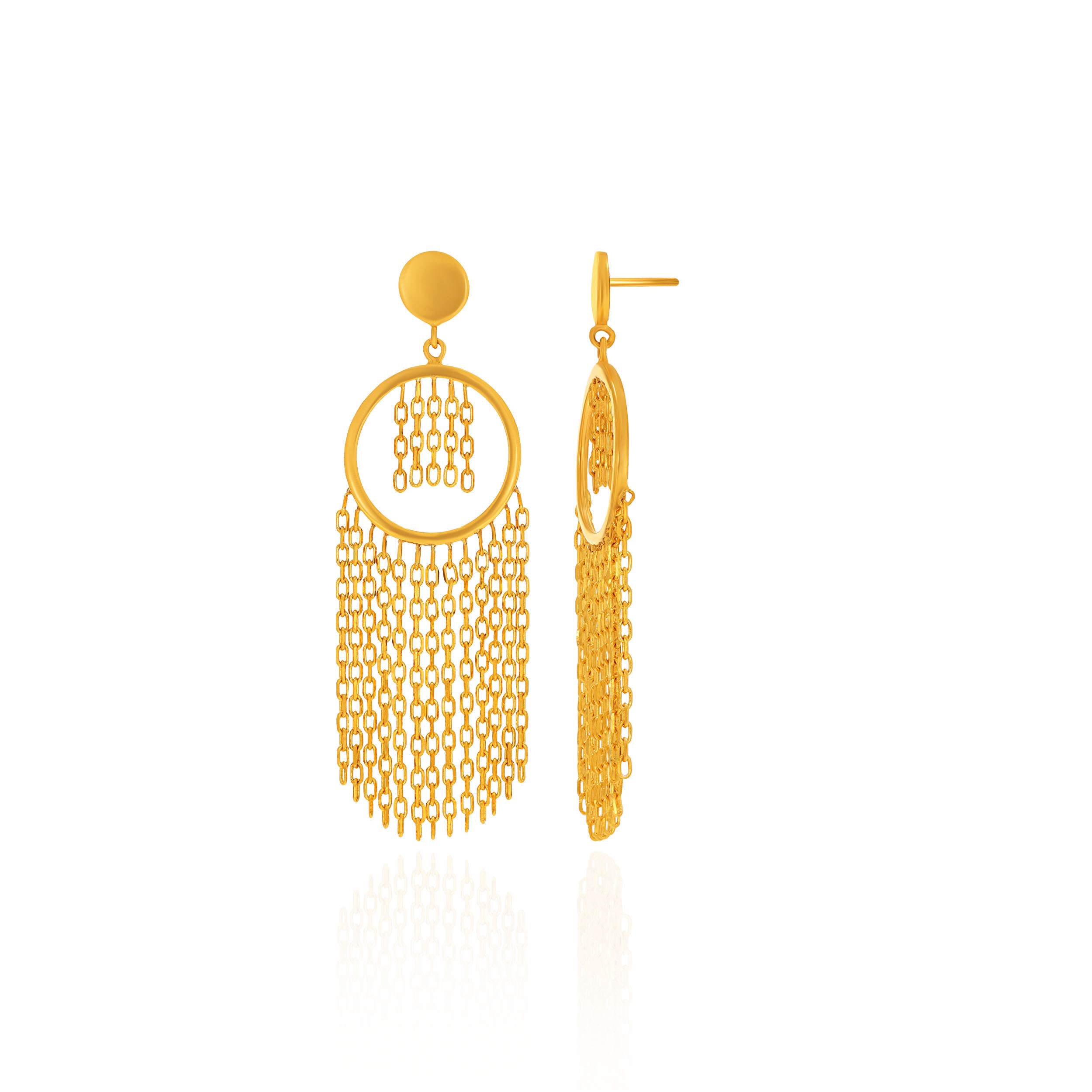 Elegant Circle Tassel Gold Earrings - Senco Gold and Diamonds