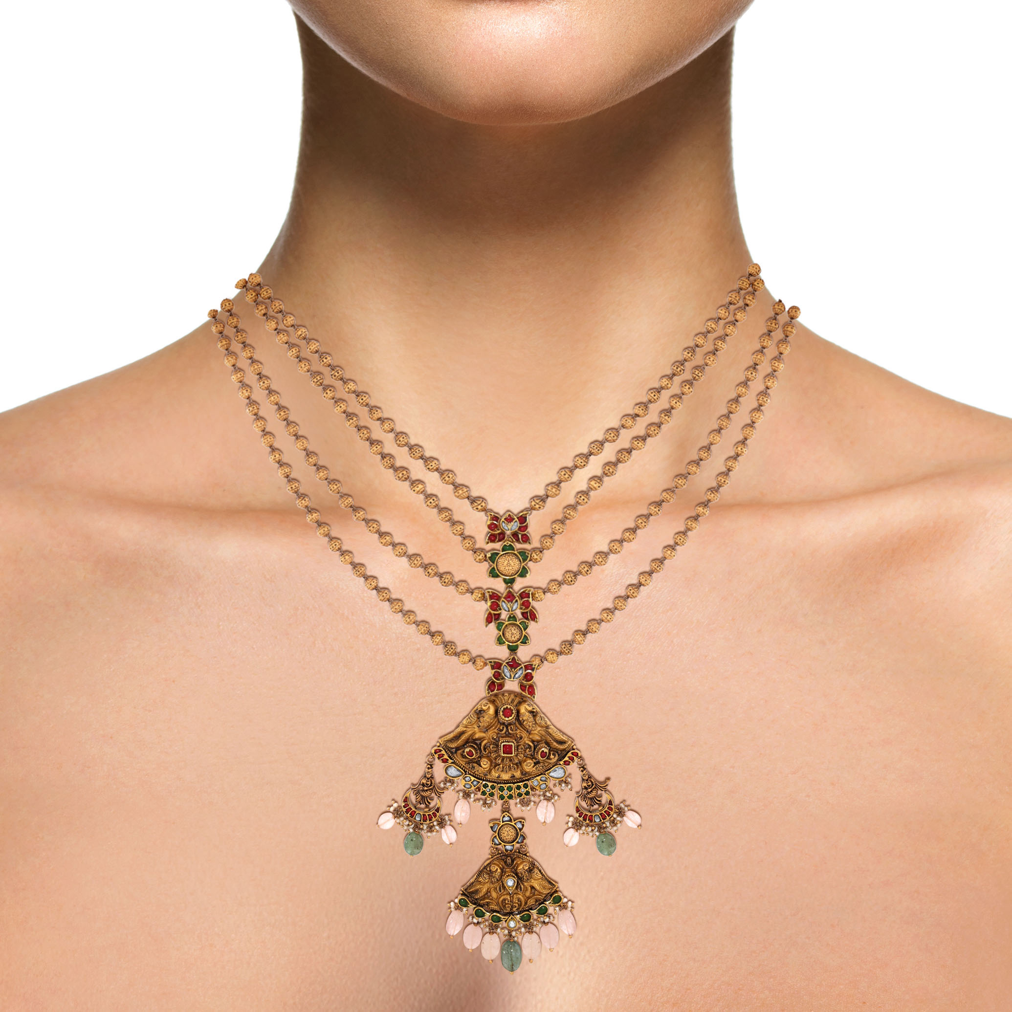 22K Yellow Gold Kundan Necklace-GN-D000788444 - Senco Gold and Diamonds
