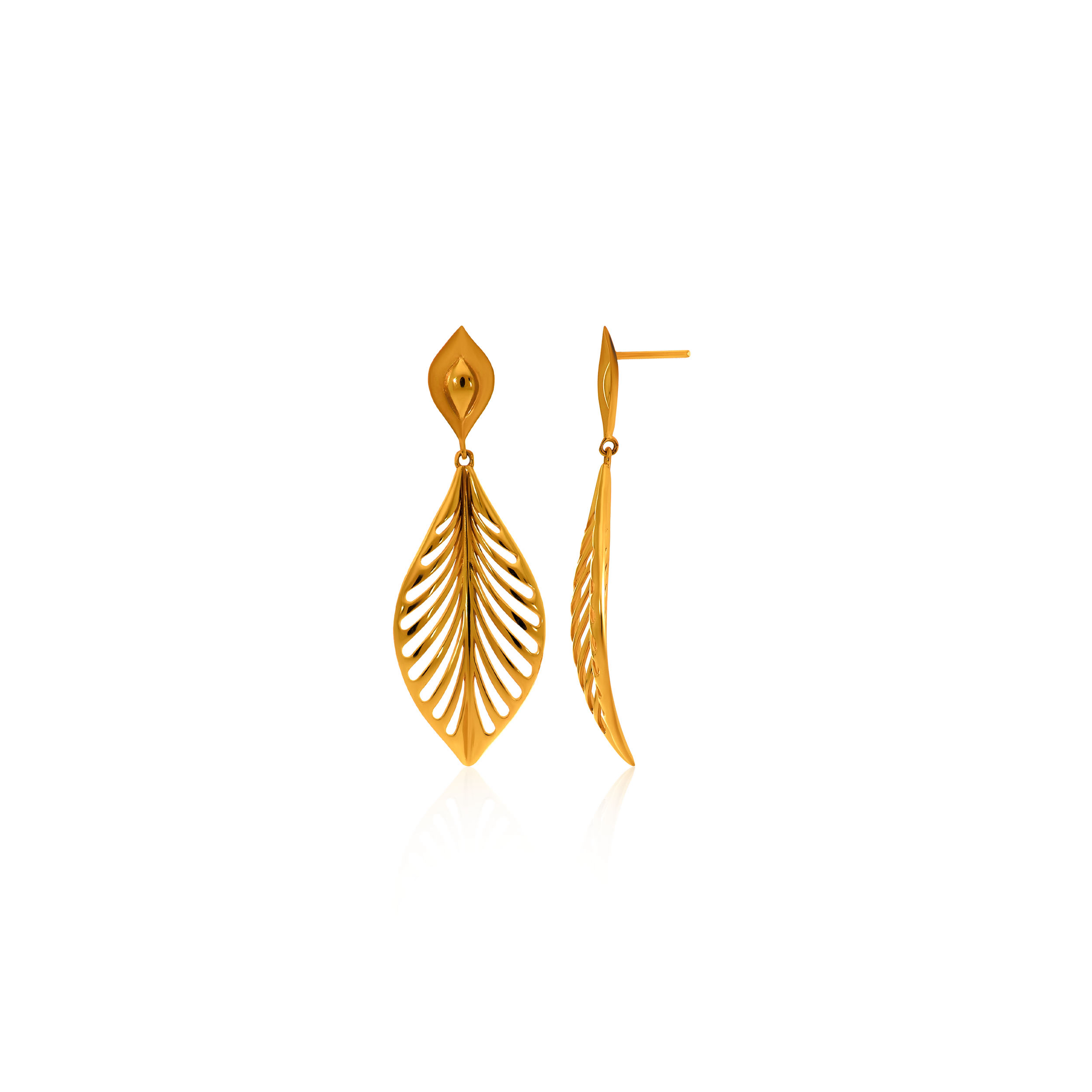 Radiant Feather Gold Earrings - Senco Gold and Diamonds