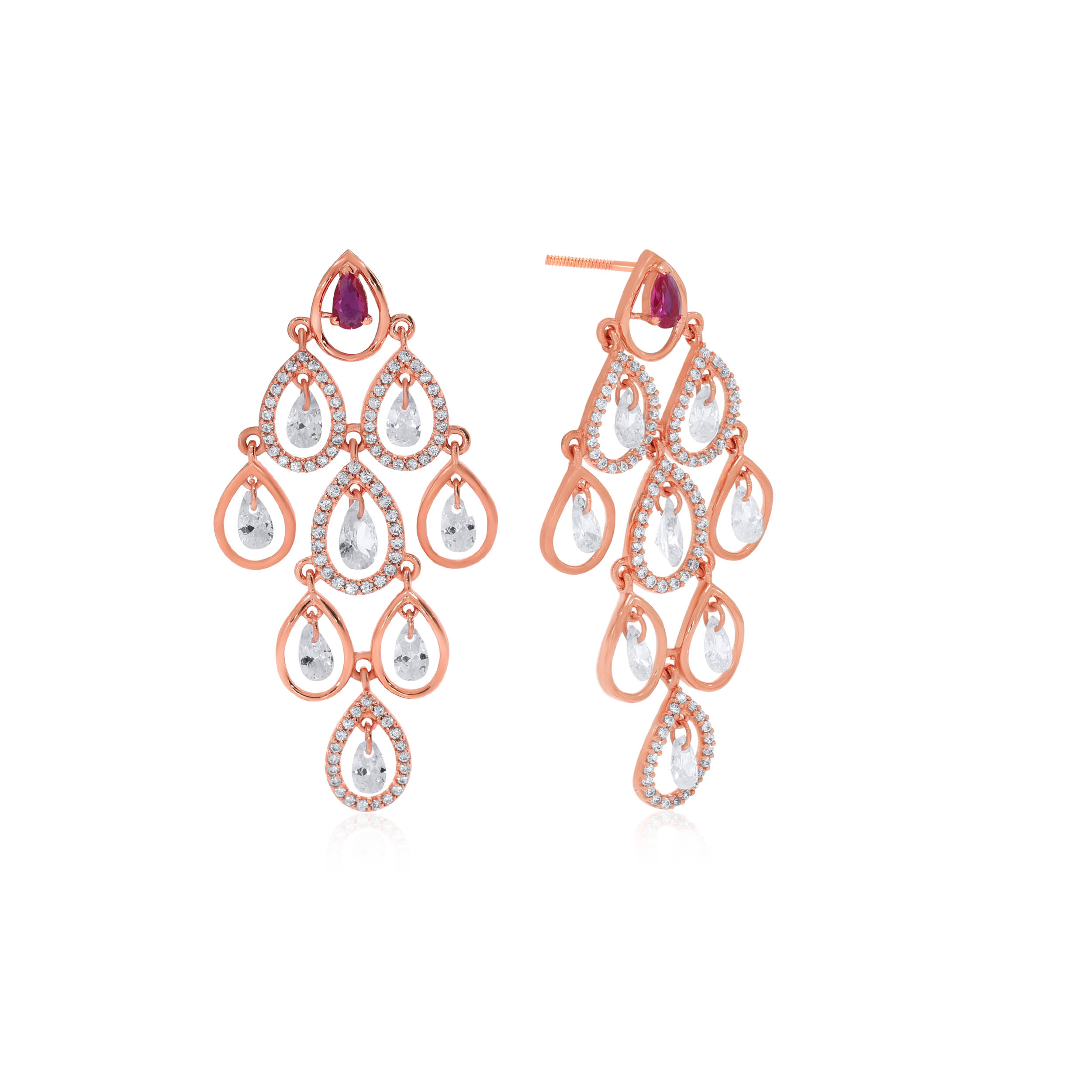 Rosy Droplets Gold Danglers - Senco Gold and Diamonds