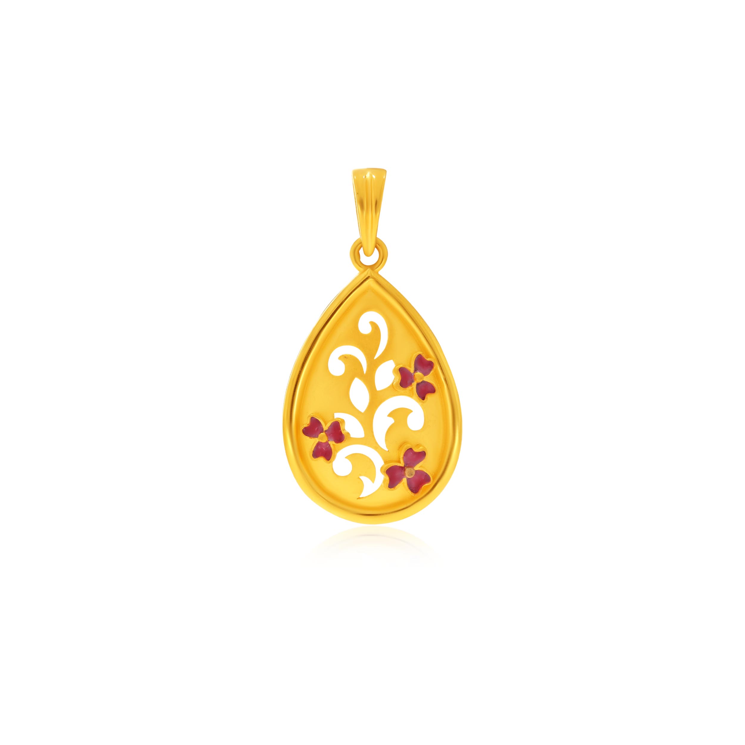 Floral Droplet Gold Pendant - Senco Gold and Diamonds