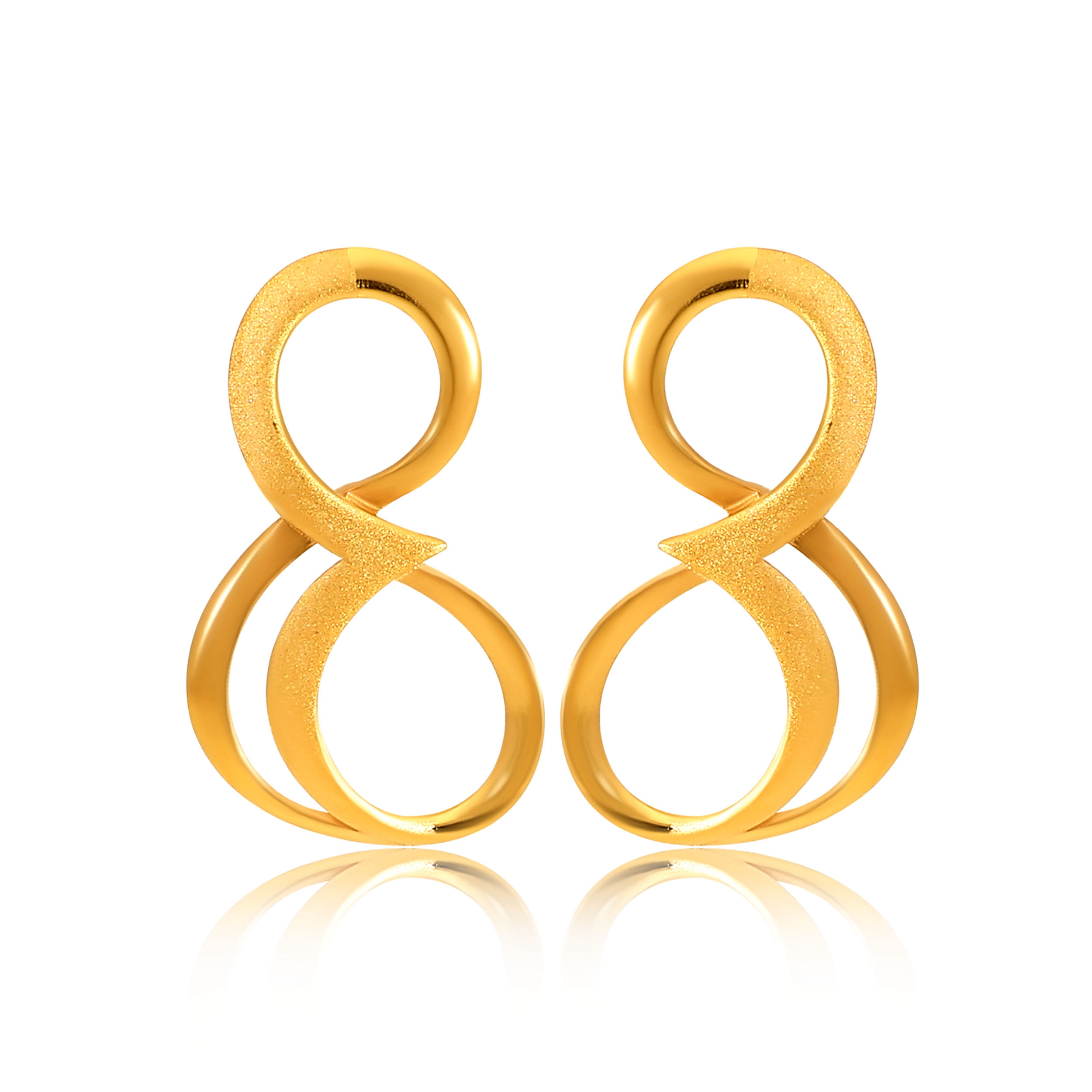Textured Infinity Gold Studs - Senco Gold and Diamonds