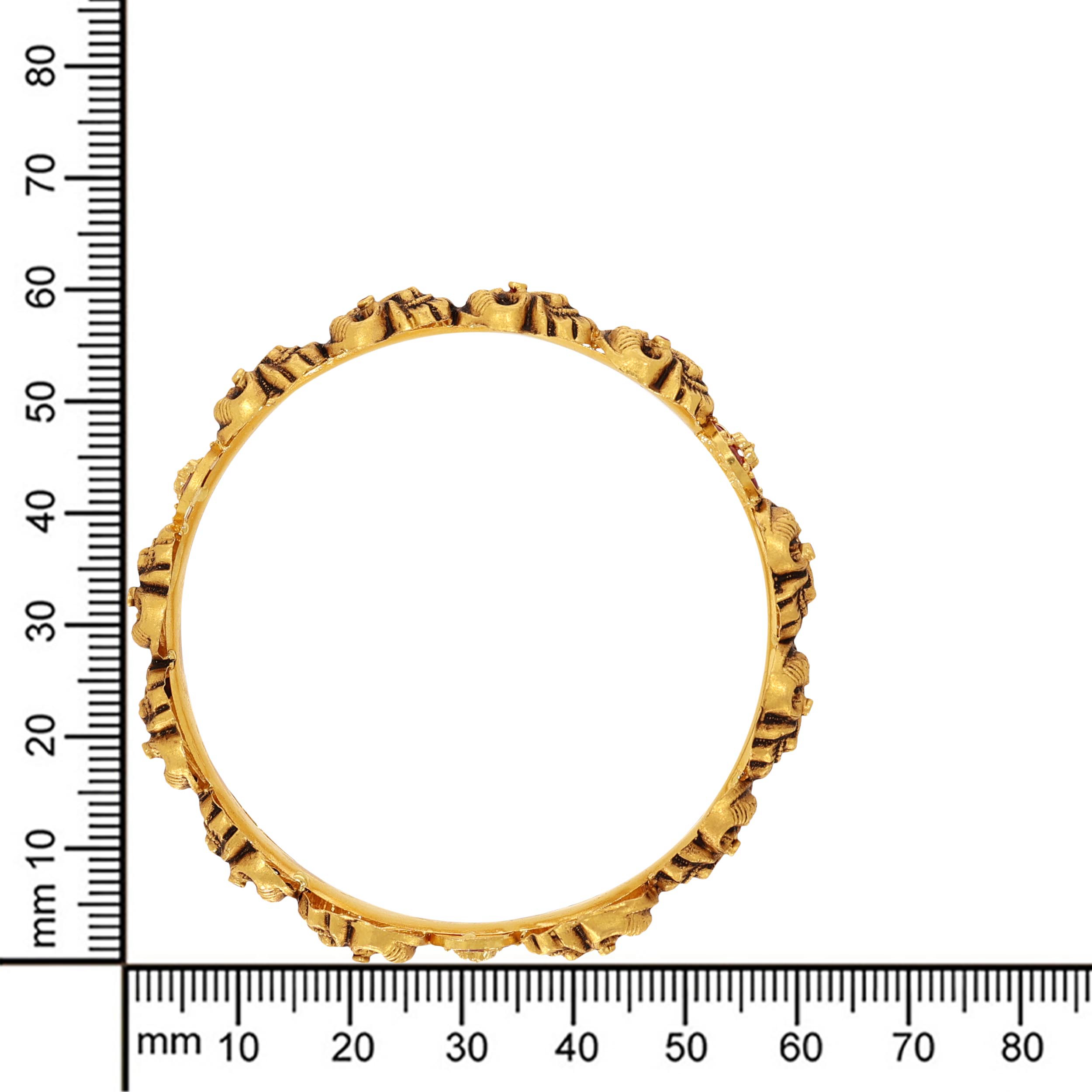 Peacock Glam Antique Gold Bangle - Senco Gold and Diamonds