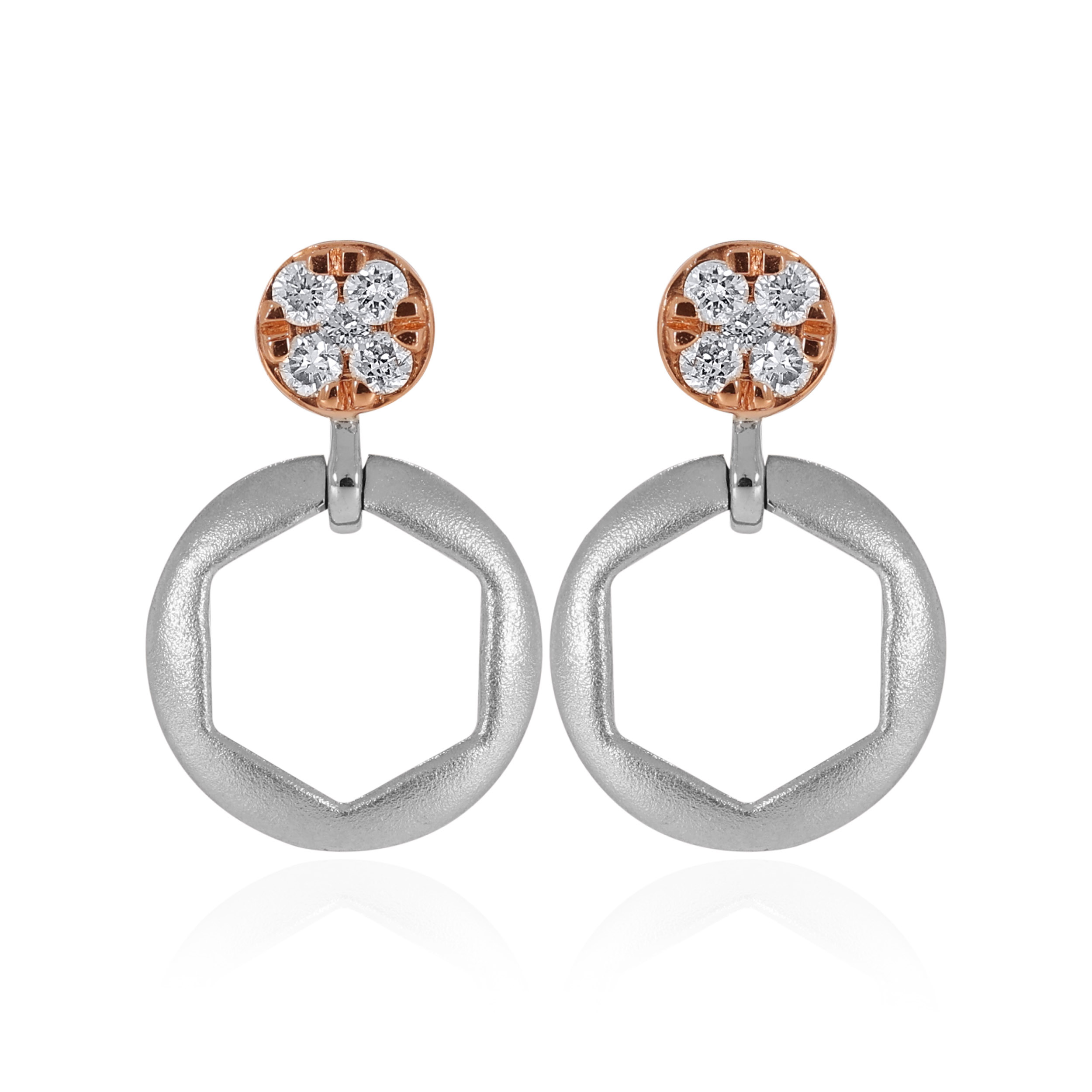 Geometric Circles Platinum Earrings - Senco Gold and Diamonds