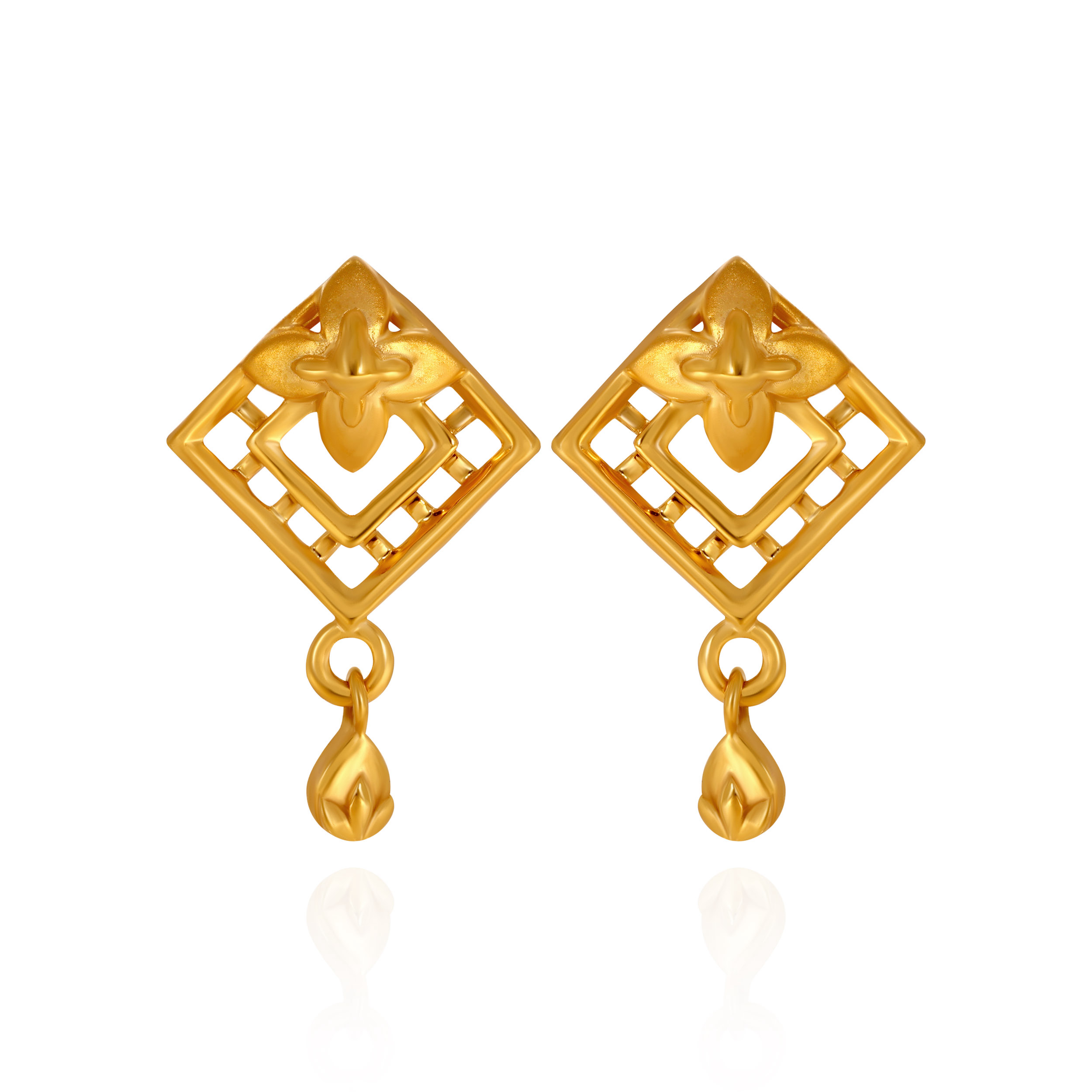 Angular Charm Gold Drop Earrings - Senco Gold and Diamonds
