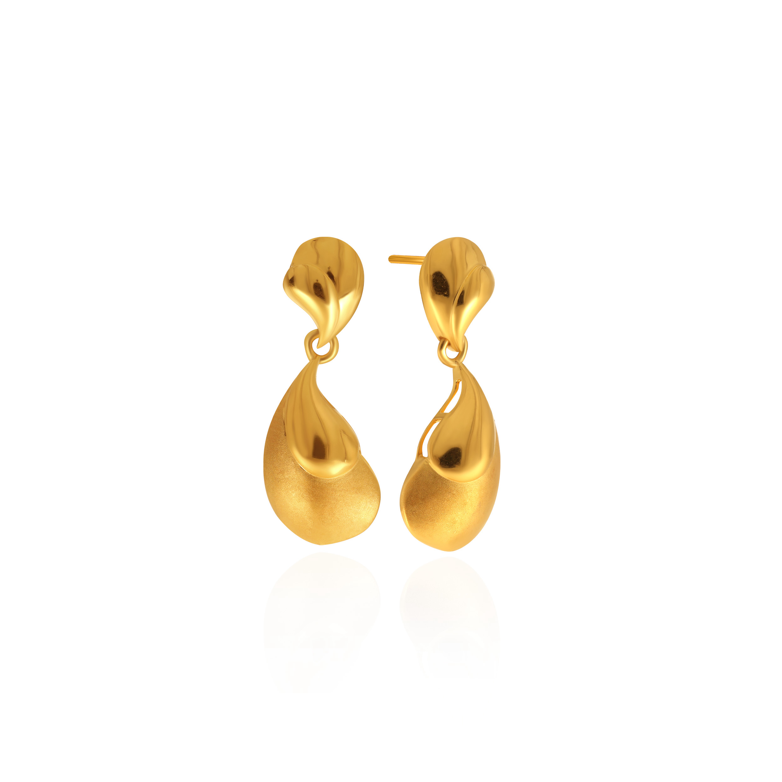 Overlapping Petals Gold Drop Earrings - Senco Gold and Diamonds