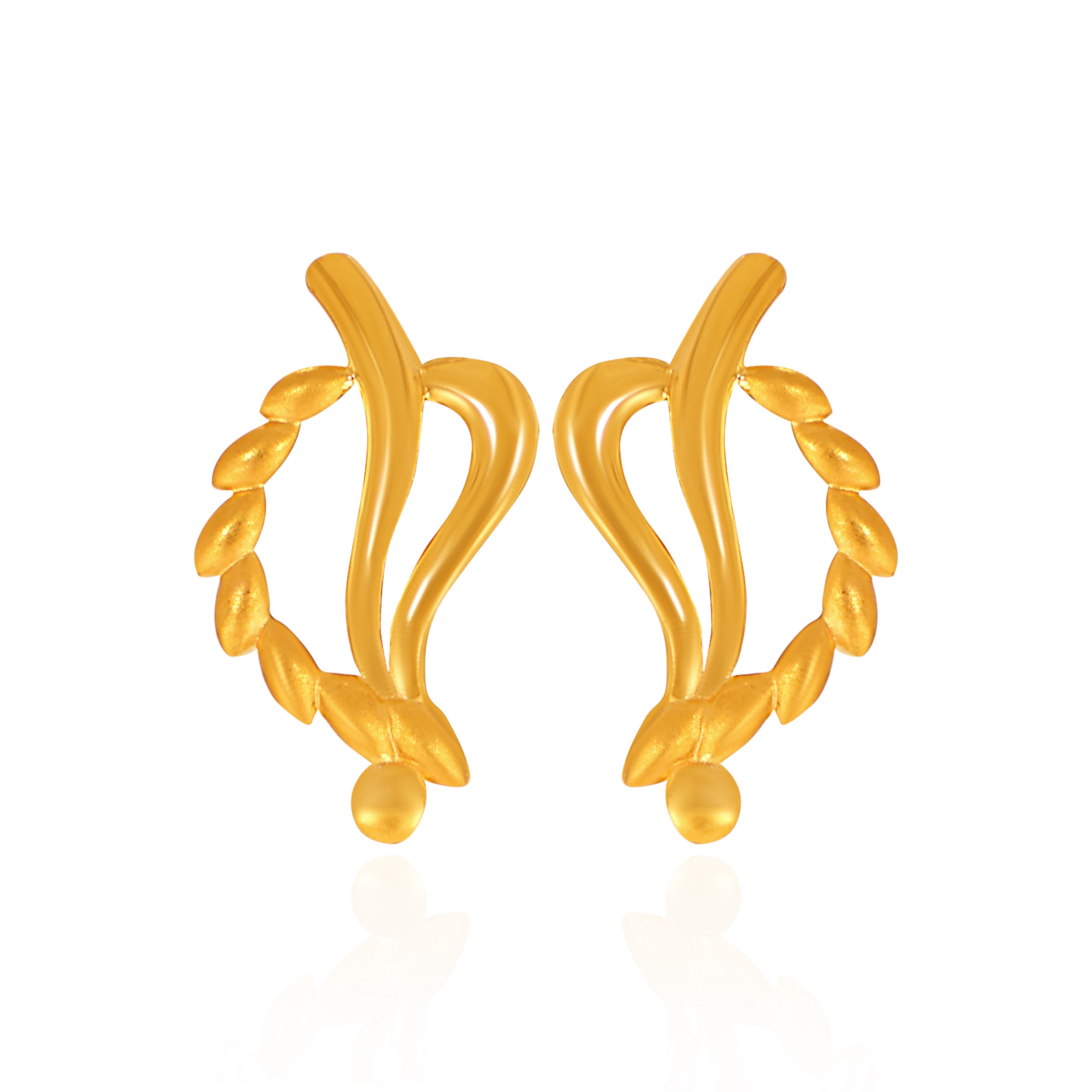 Verdant Whirl Gold Studs - Senco Gold and Diamonds