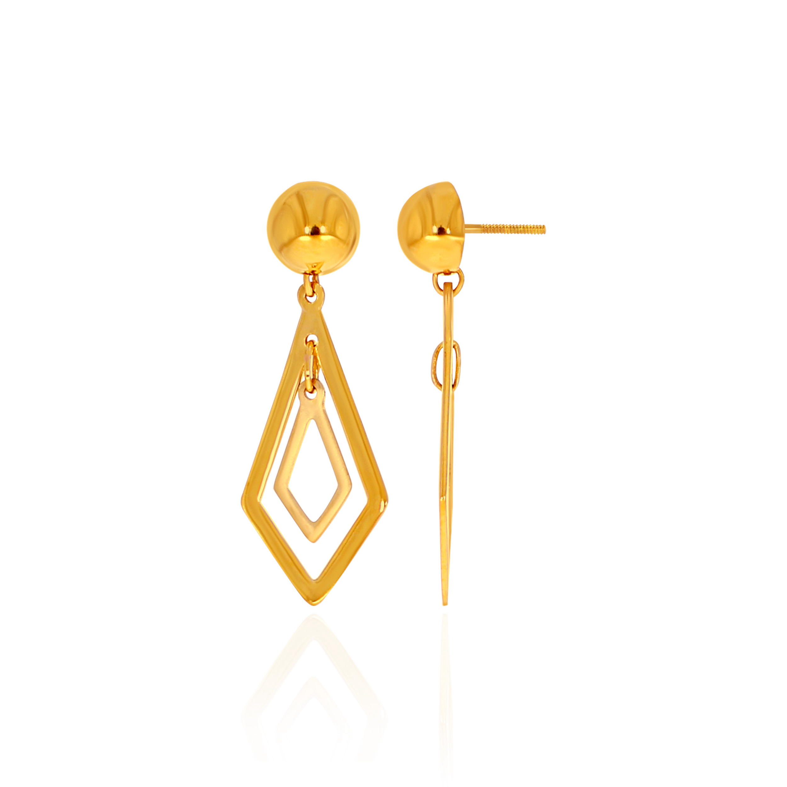 Rhombus Dangle Gold Earrings - Senco Gold and Diamonds