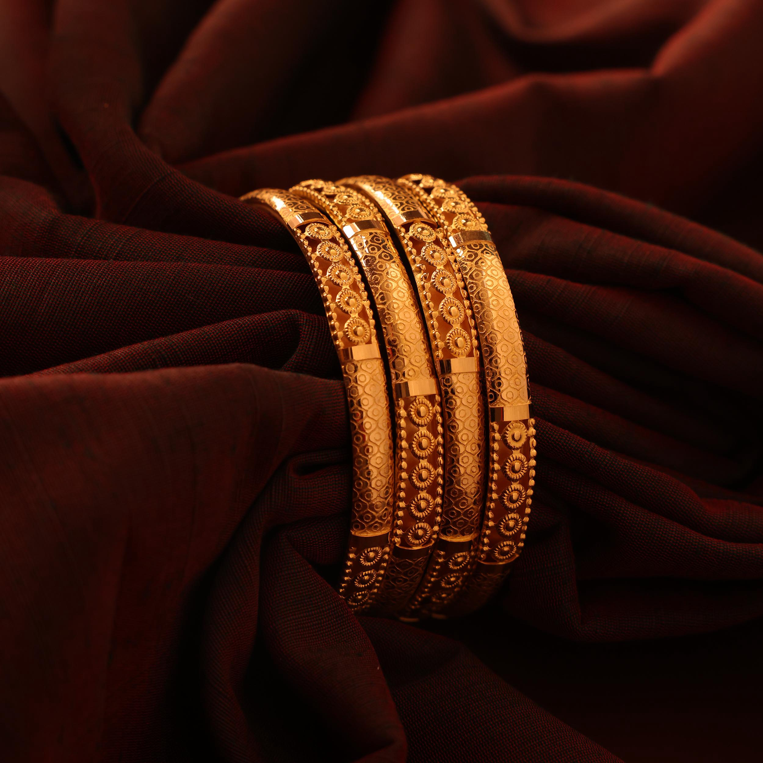 Ethnic Engravings Plain Gold Bangle - Senco Gold and Diamonds