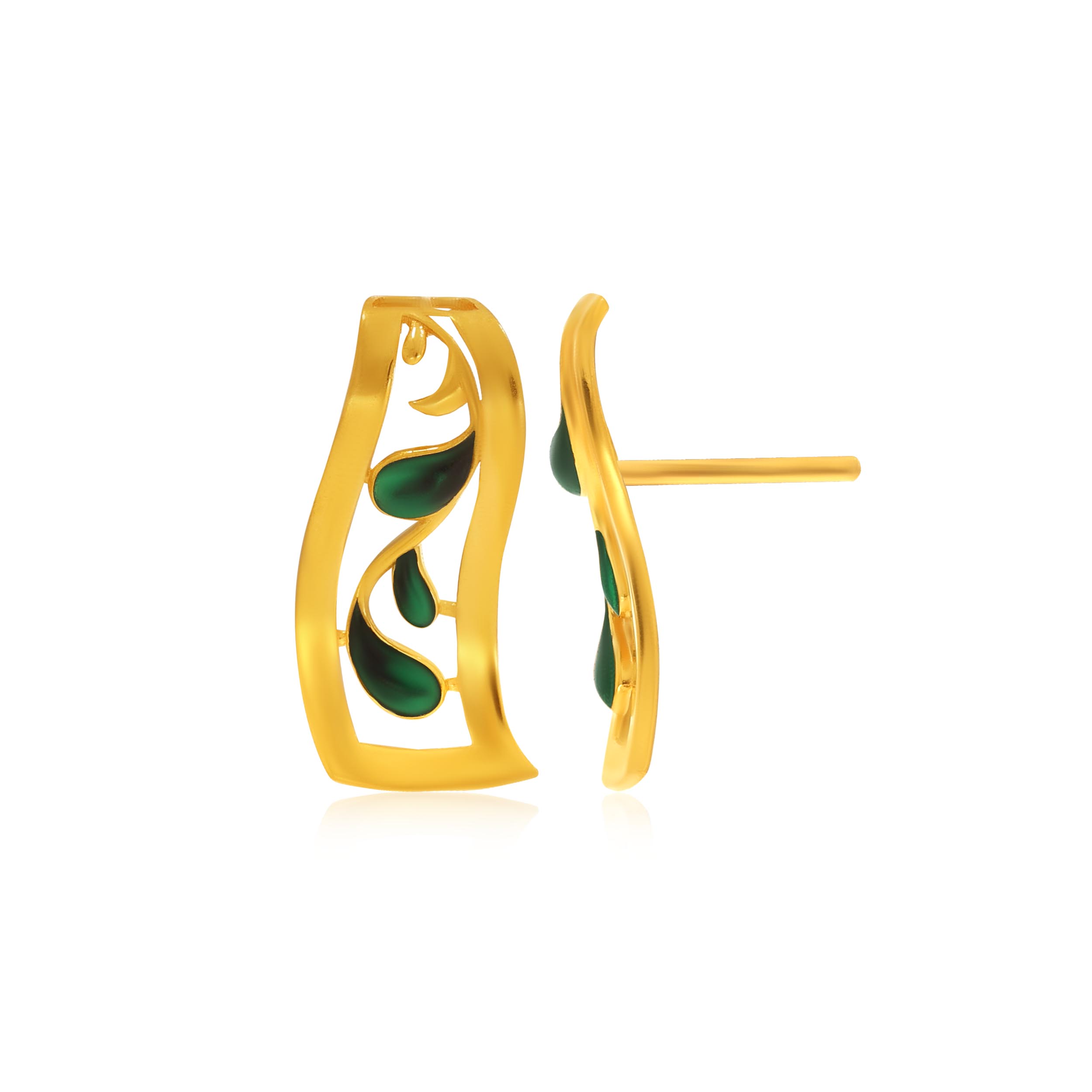 Greeny Drips Gold Studs - Senco Gold and Diamonds