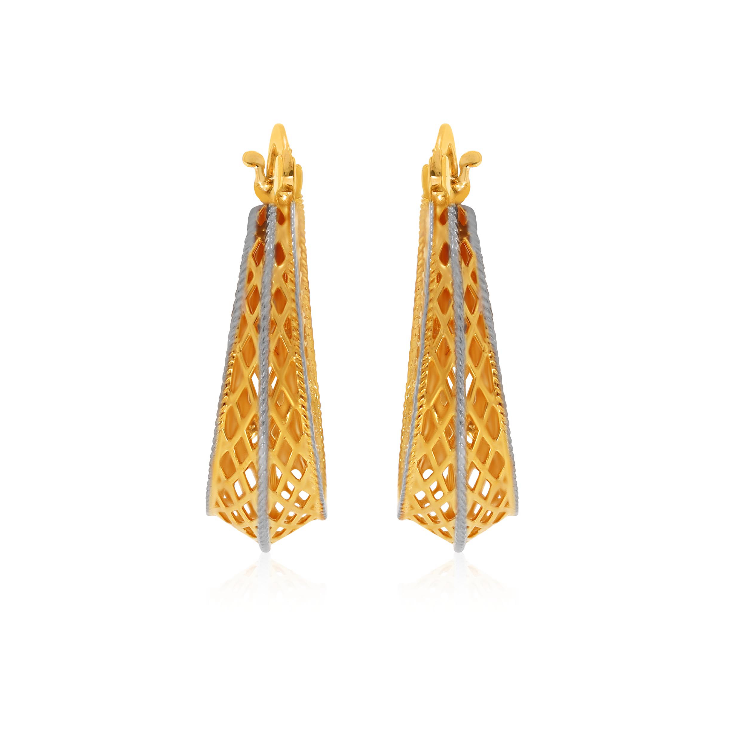 Classy Weave Gold Hoop Earrings - Senco Gold and Diamonds