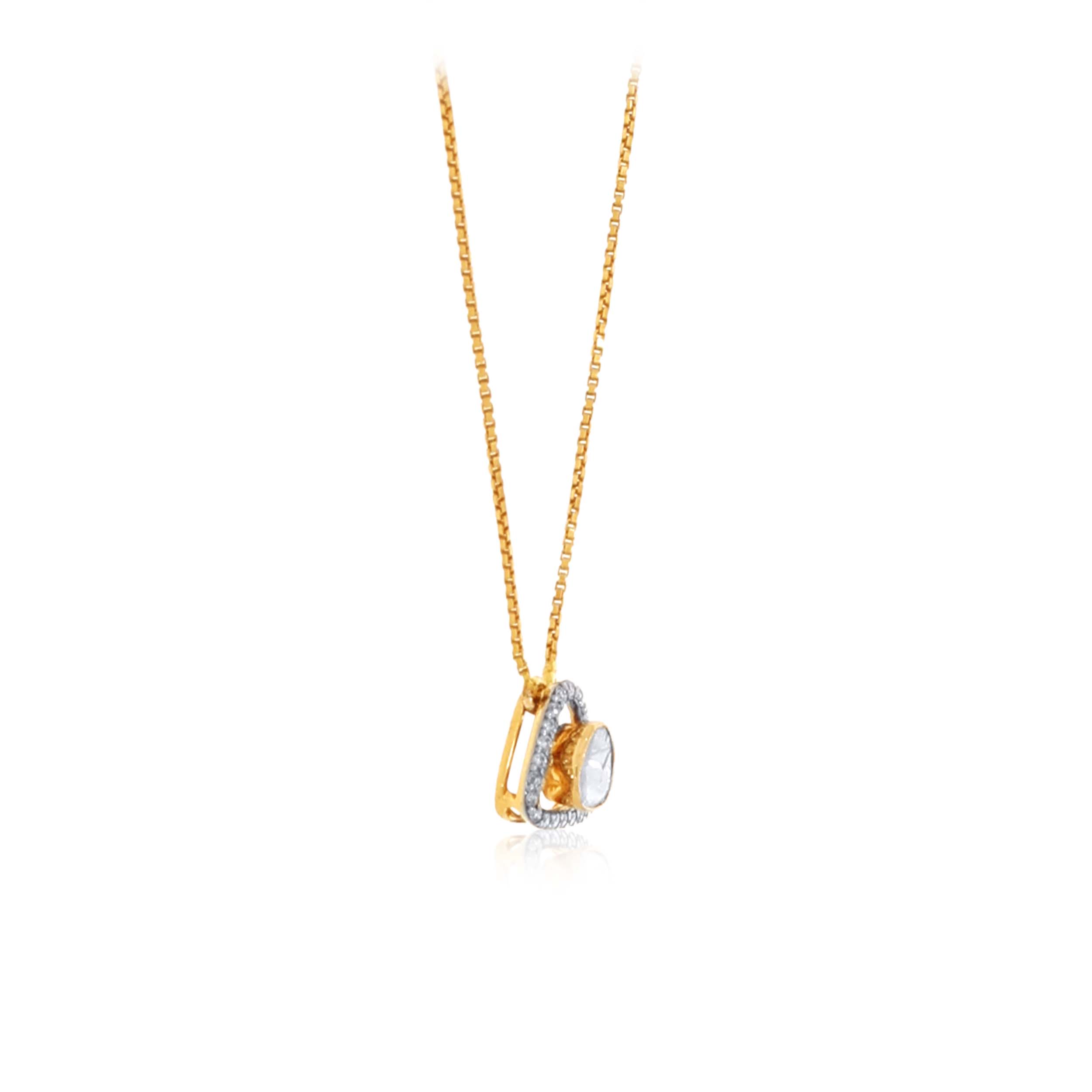 Tri-Treasure Polki Diamond Chain Pendant - Senco Gold and Diamonds
