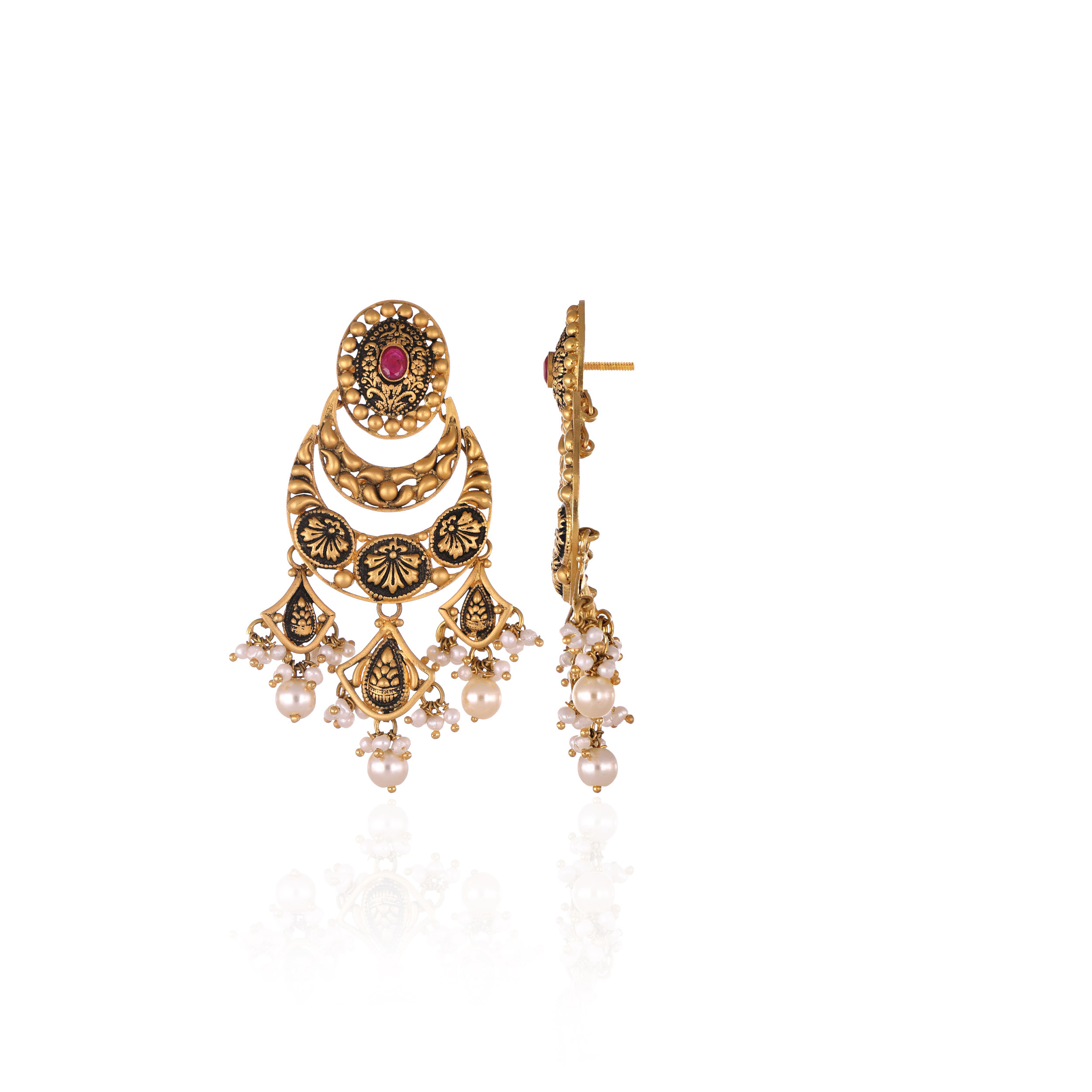 Antique Regal Chandbali Earrings - Senco Gold and Diamonds