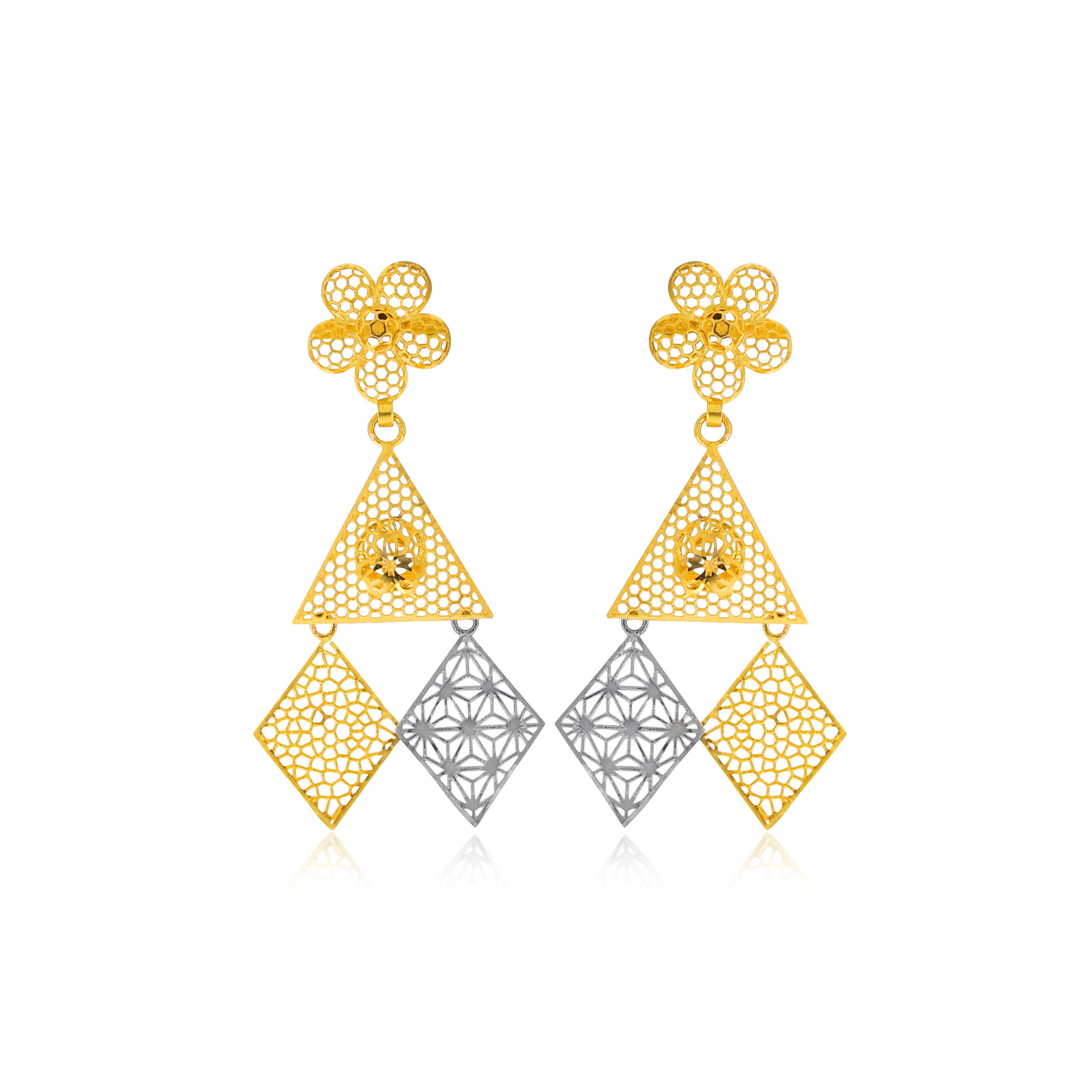 Chic Angular Gold Drop Earrings - Senco Gold and Diamonds