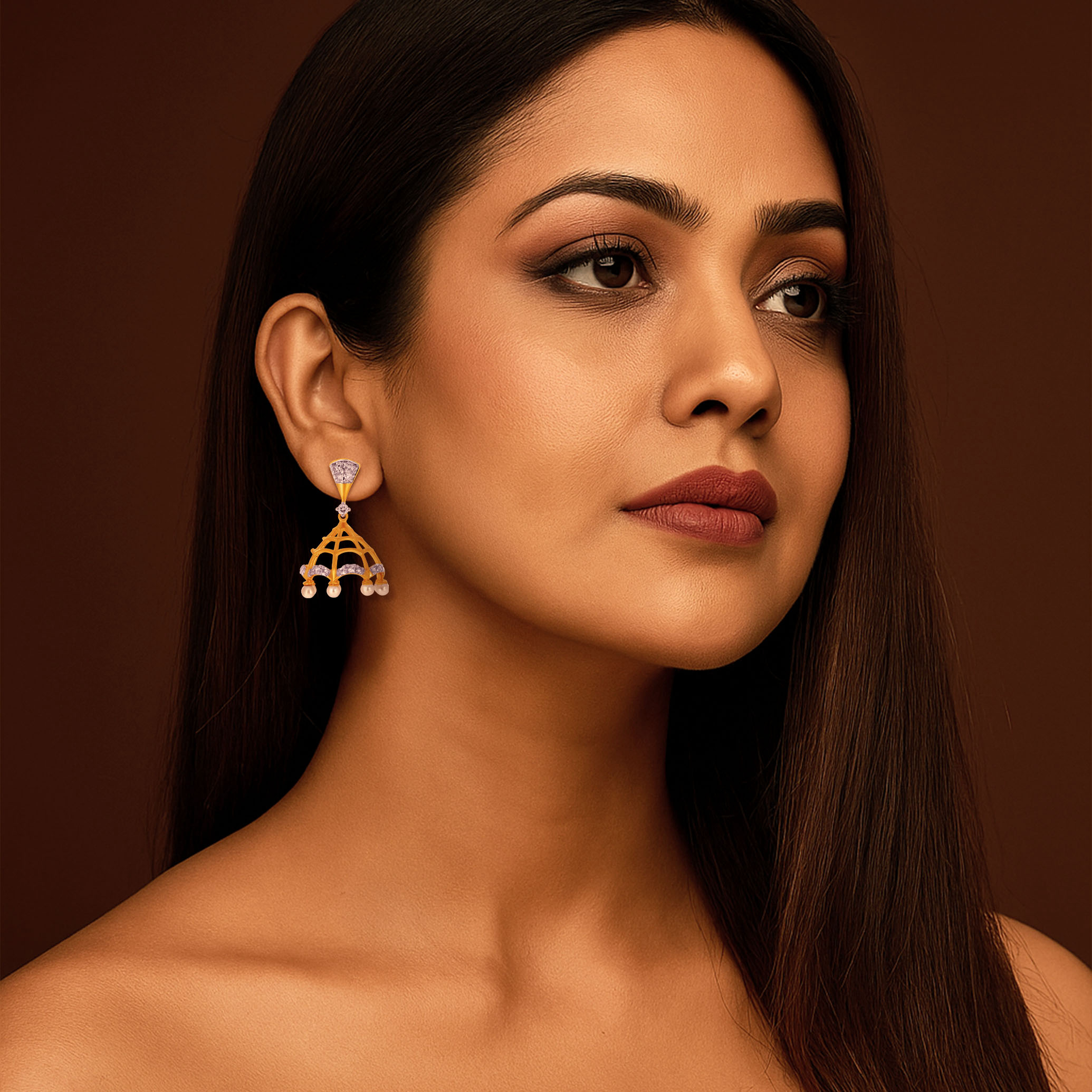 Festive Splendour Diamond Jhumkas - Senco Gold and Diamonds