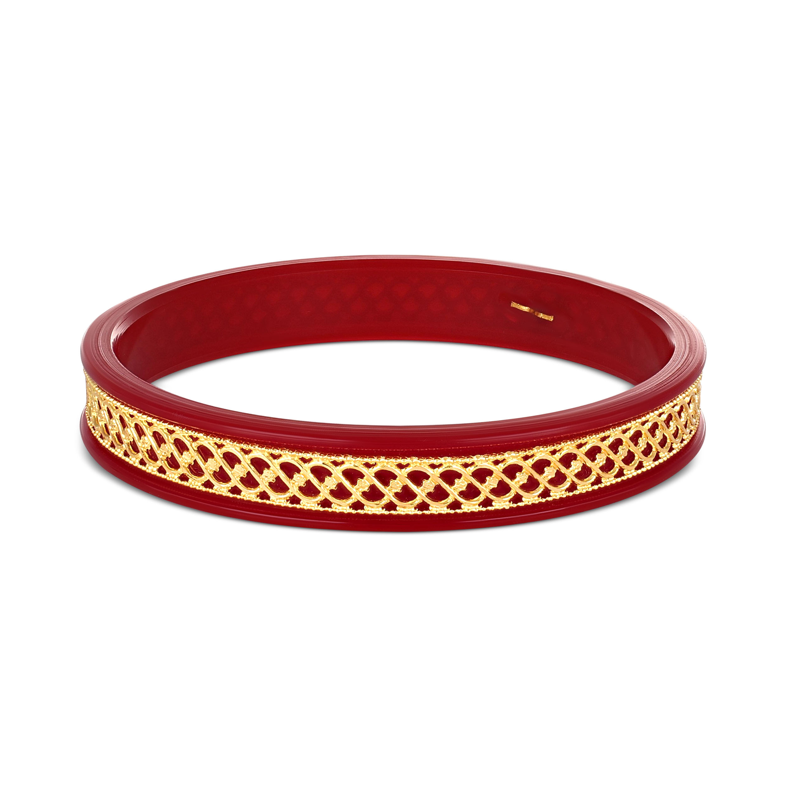 Carmine Bloom Gold Pola Bangle - Senco Gold and Diamonds