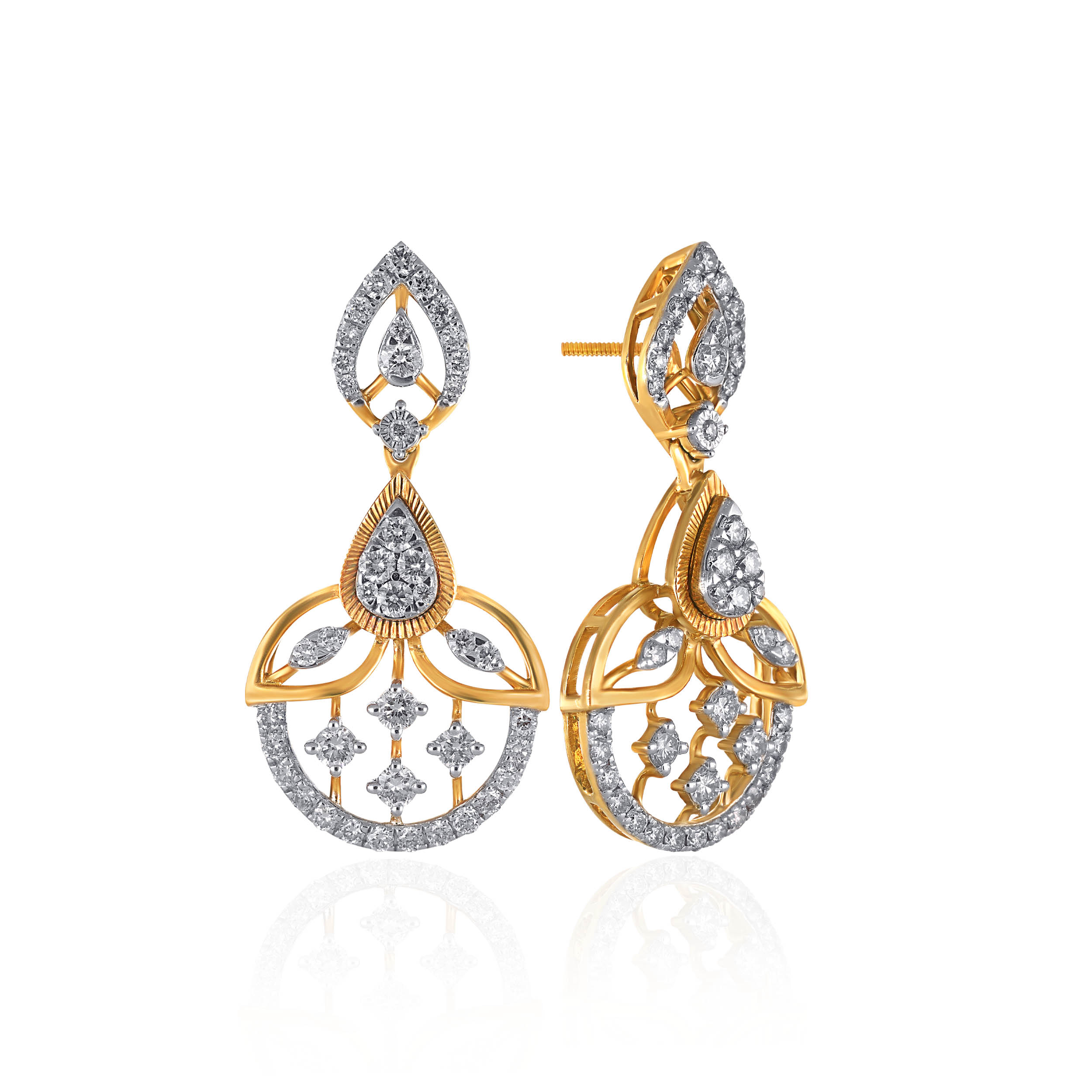 Leafy Elegance Diamond Drop Earrings - Senco Gold and Diamonds