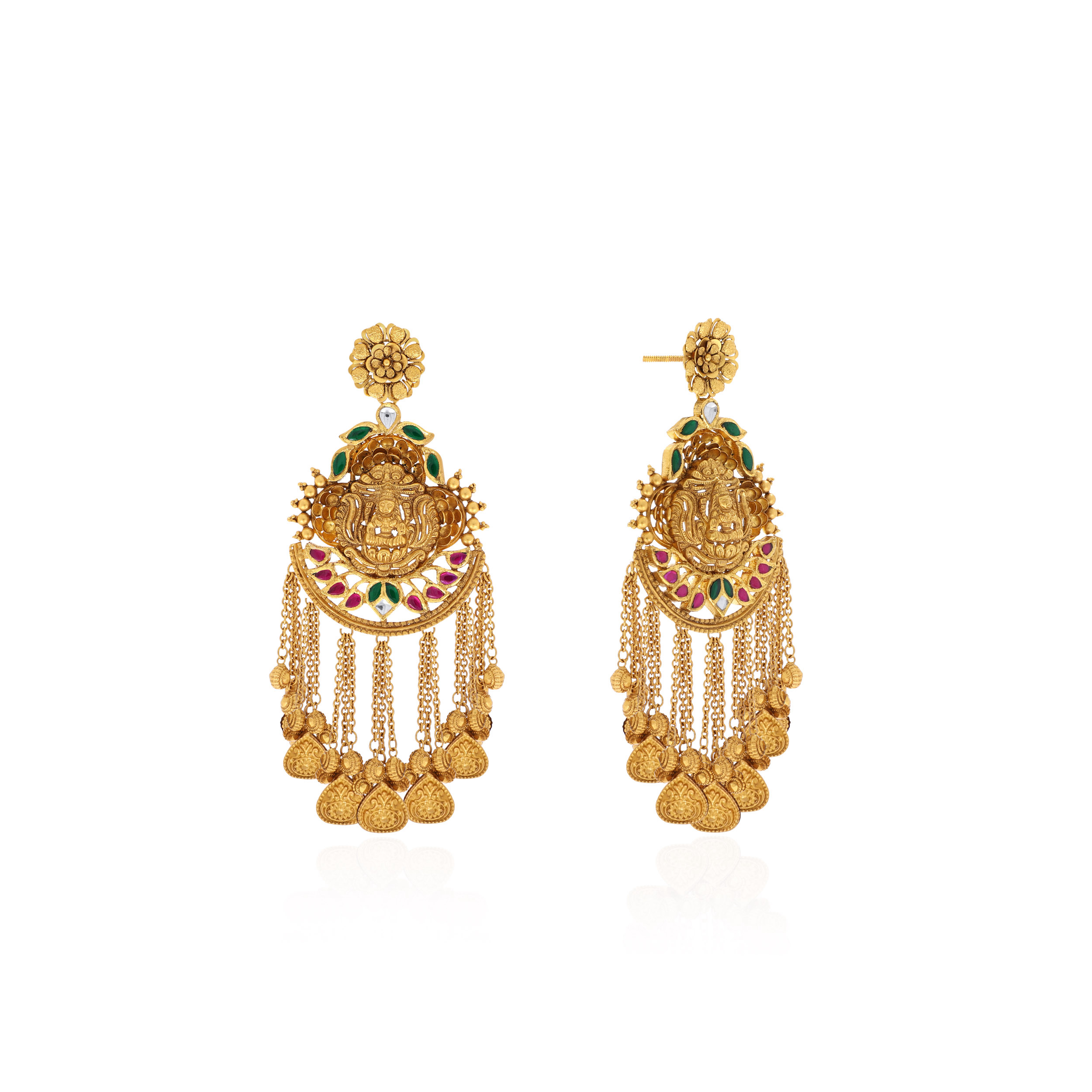 Divine Antique Gold Kundan Danglers - Senco Gold and Diamonds