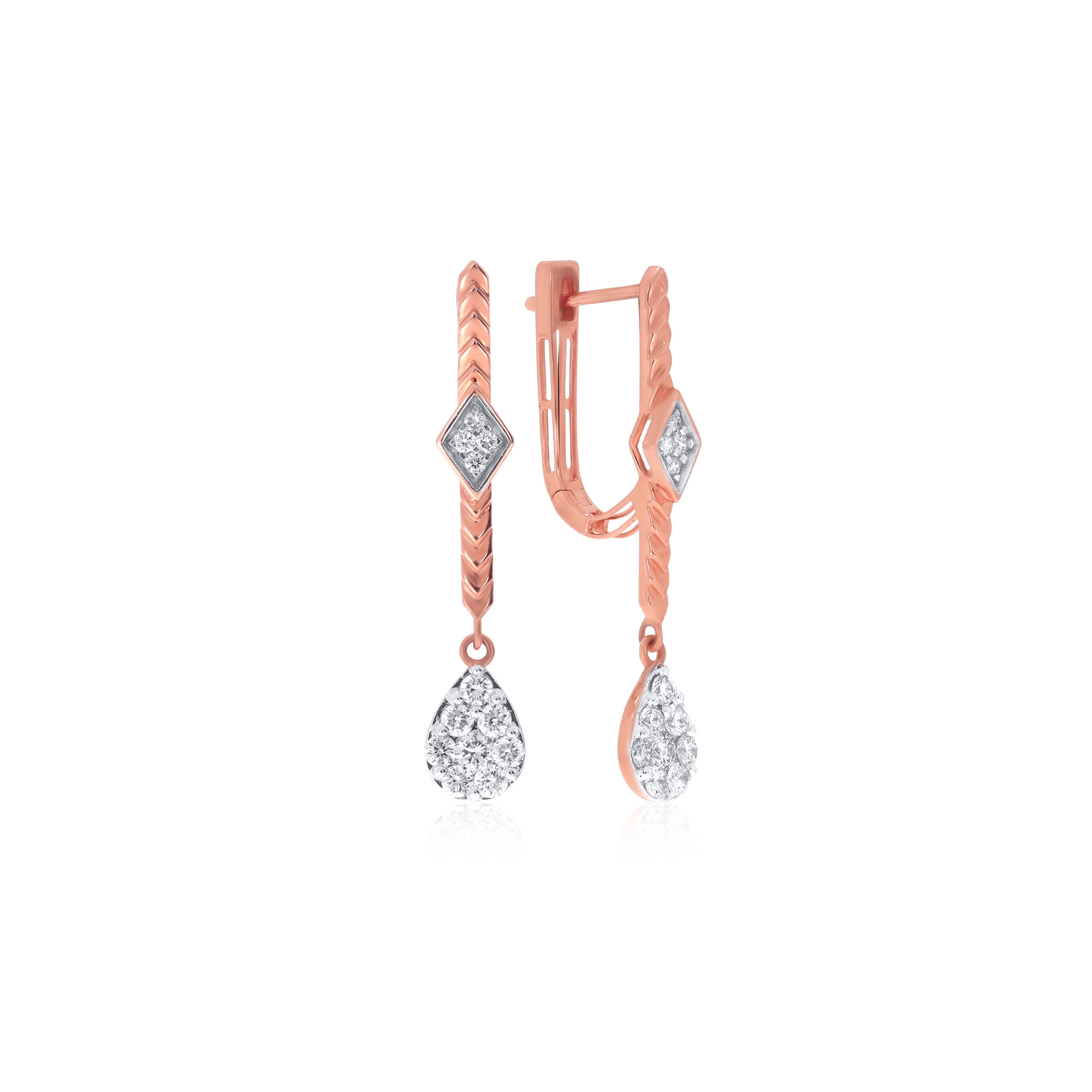 Sleek Droplet Diamond Hoop Earrings - Senco Gold and Diamonds