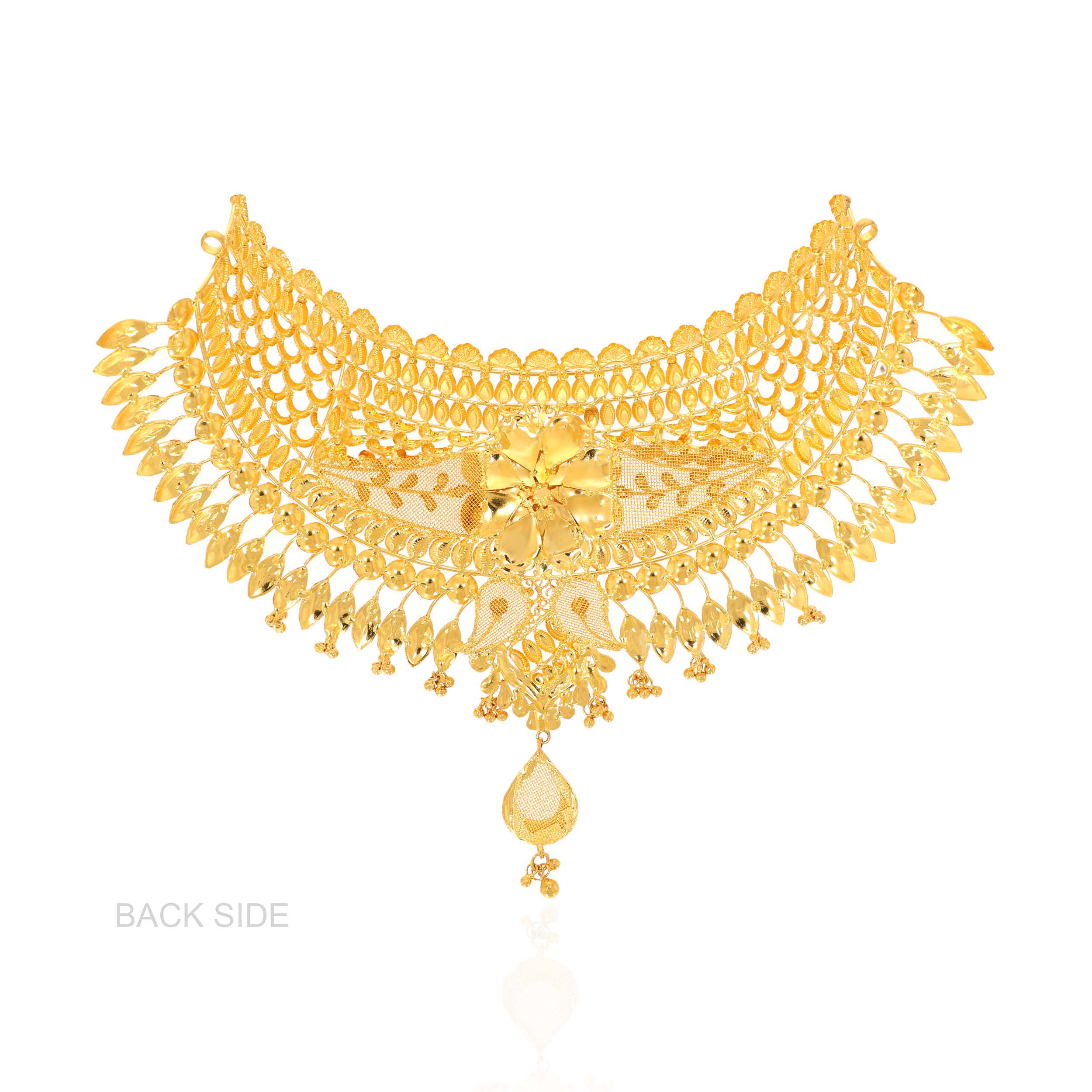 Mesh & Bloom Statement Gold Choker - Senco Gold and Diamonds