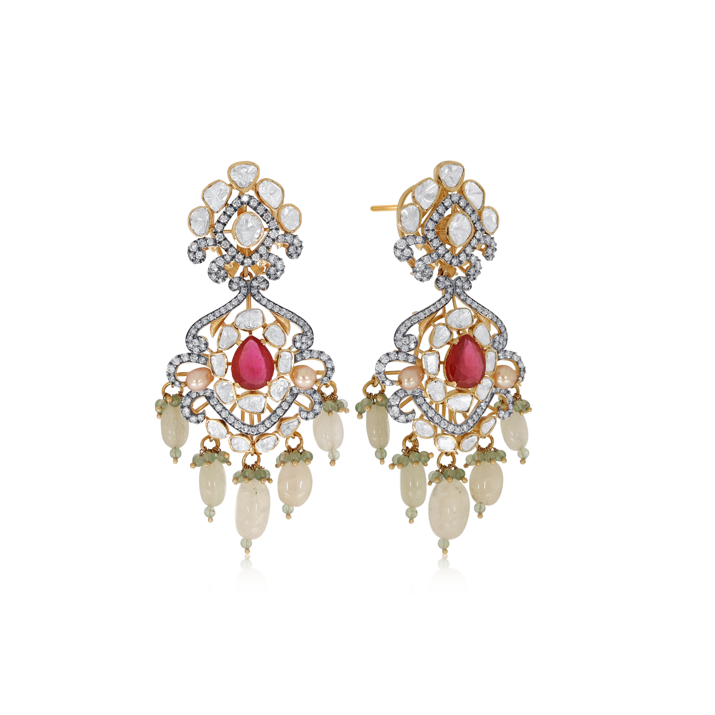 Incredible Raindrops Polki Diamond Danglers - Senco Gold and Diamonds