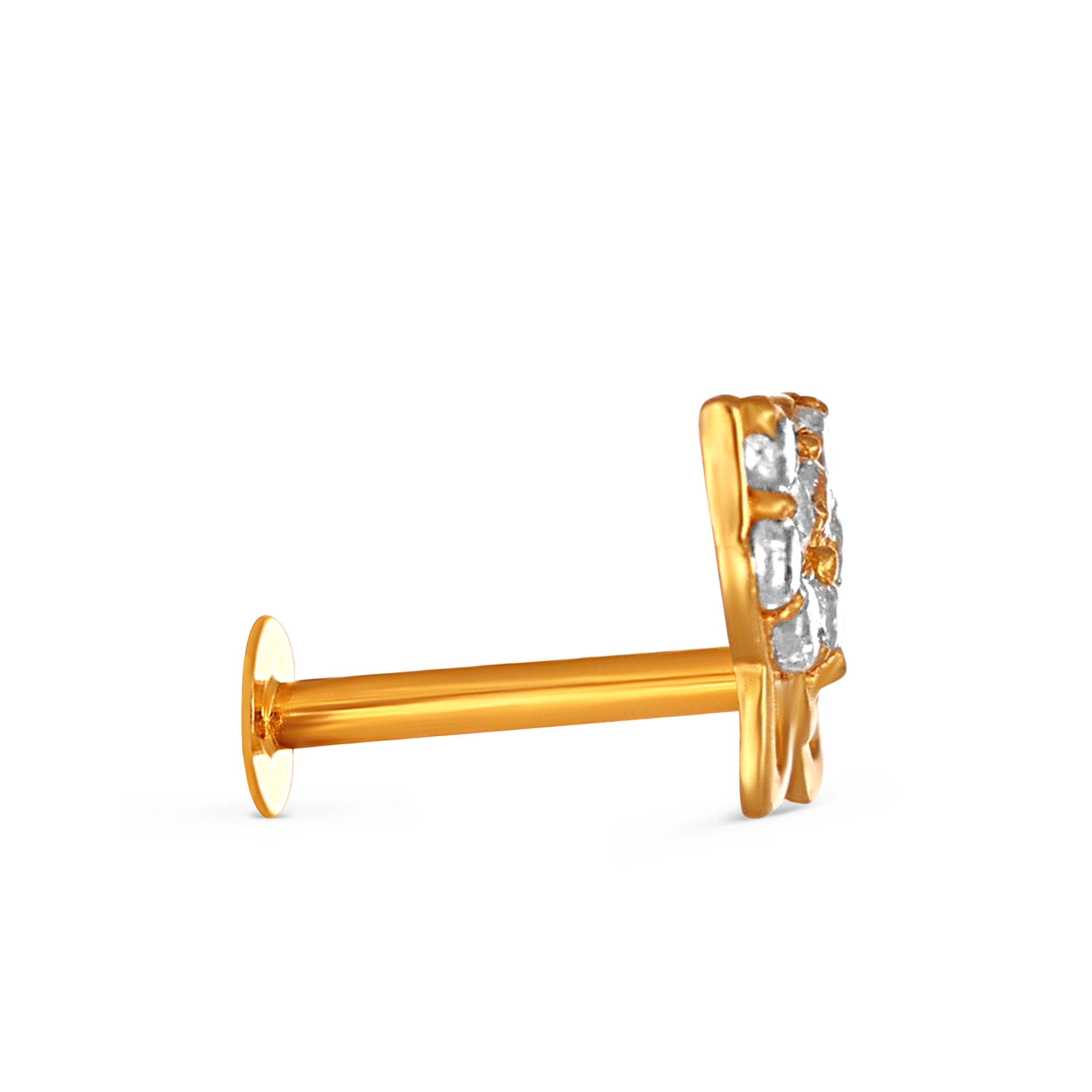 Exquisite Bow Gold Nose Pin - Senco Gold and Diamonds